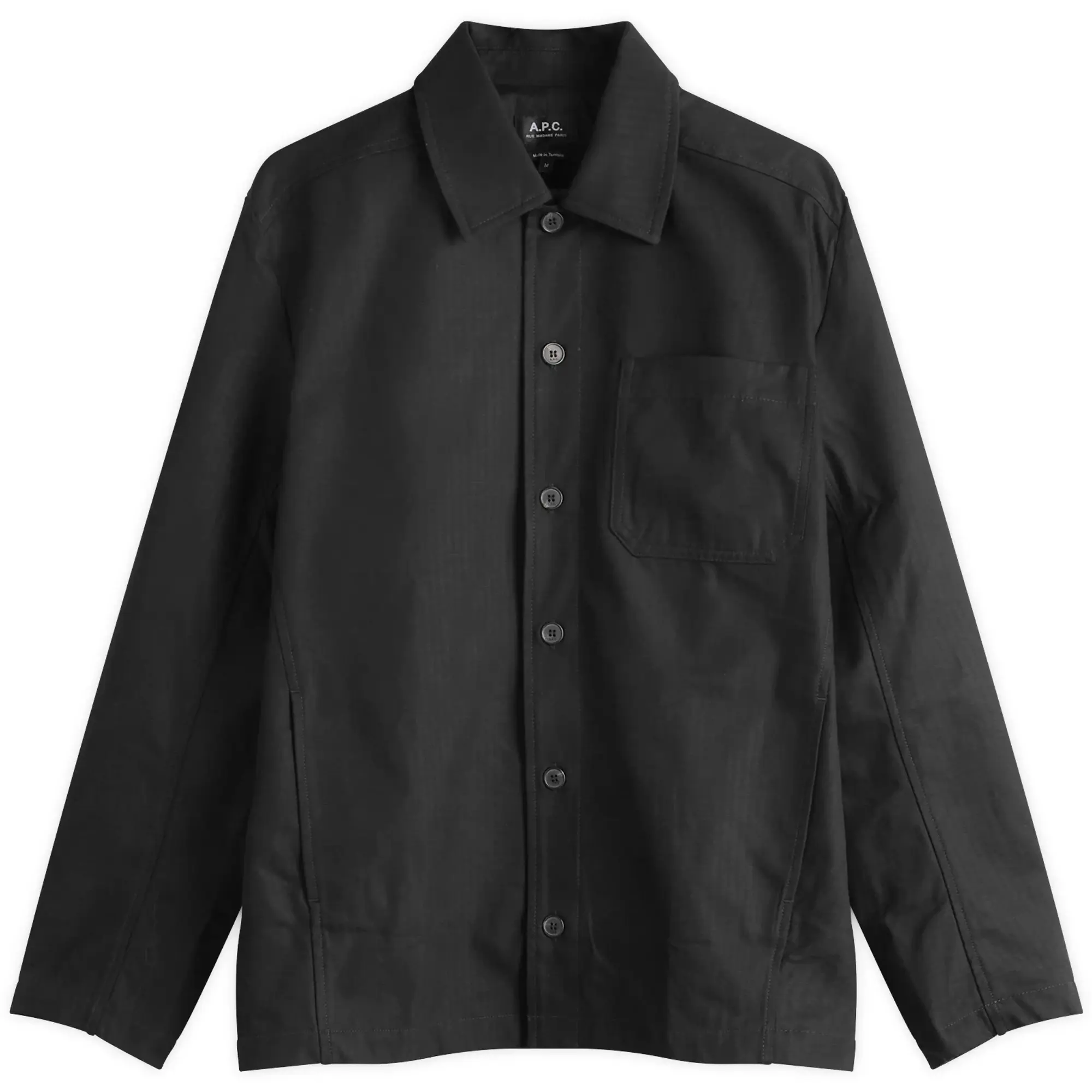 A.P.C. Men's Jeffray Herringbone Cotton Shirt Jacket Black