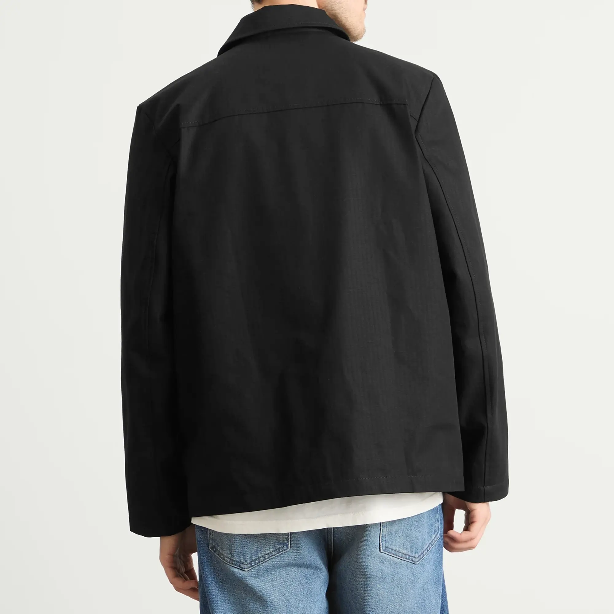 A.P.C. Men's Jeffray Herringbone Cotton Shirt Jacket Black