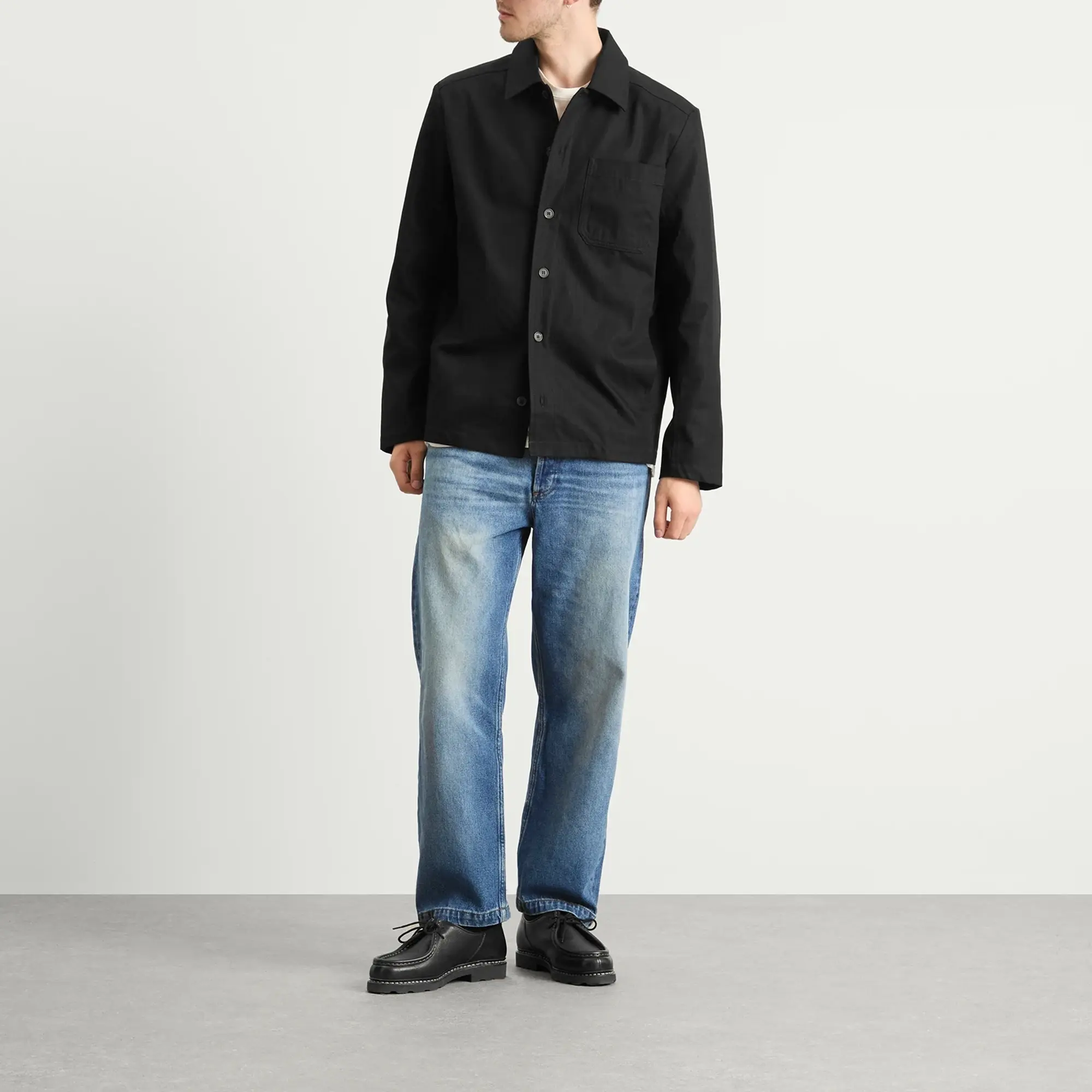 A.P.C. Men's Jeffray Herringbone Cotton Shirt Jacket Black
