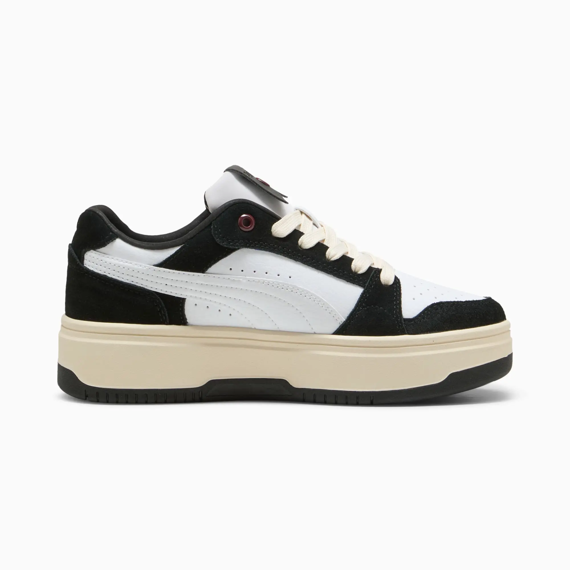 PUMA Rebound Femme Low Animal Flair Sneakers Women, White/Black/Alpine Snow, size 3
