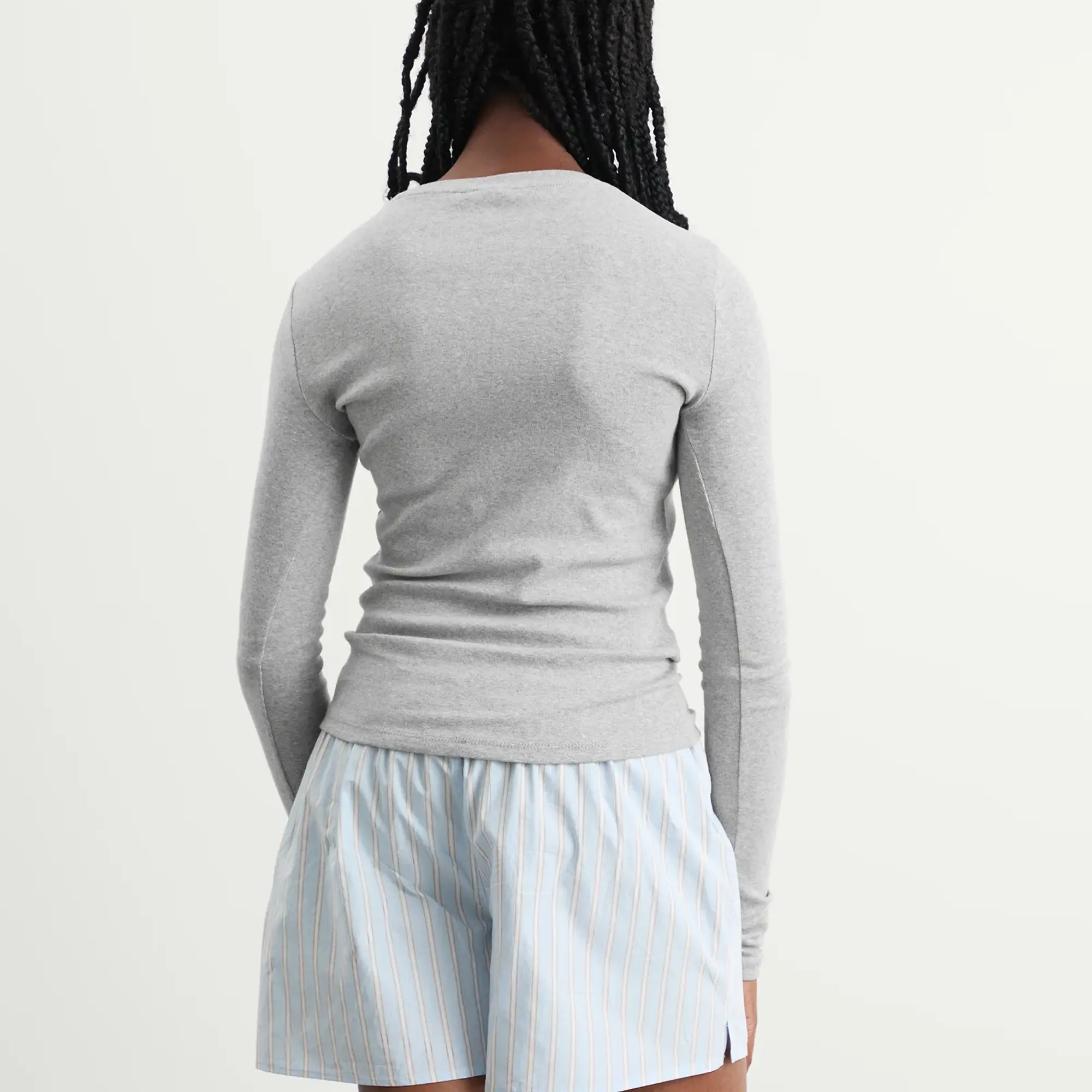 SUNDAYFRUITMARKET Women's Bling Letter Long Sleeve Top Grey