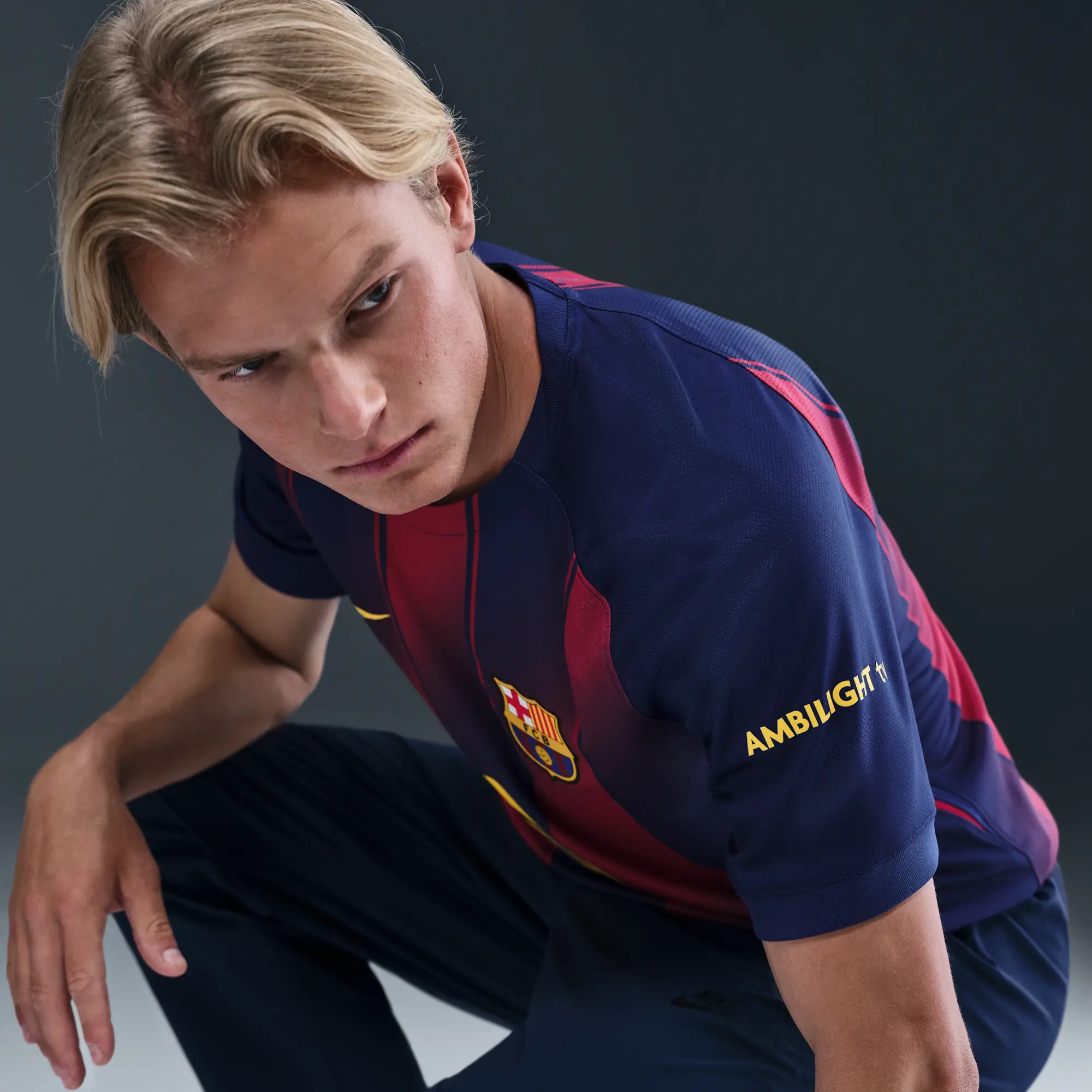 F.C. Barcelona 2025/26 Stadium Home Men's Nike Dri-FIT Football Replica Shirt - Blue - Polyester