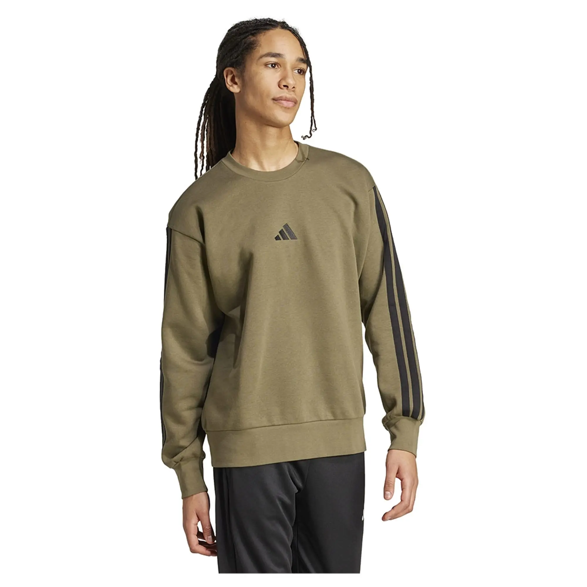 Adidas Essentials 3 Stripes Fleece Sweatshirt