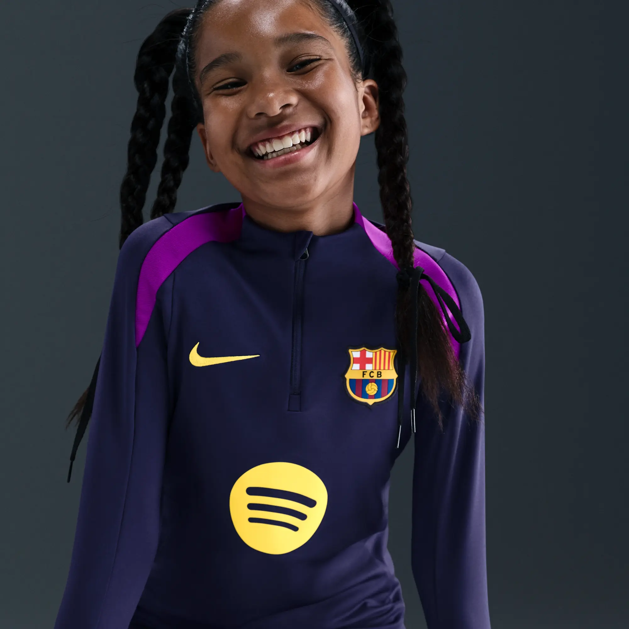 F.C. Barcelona Strike Older Kids' Nike Dri-FIT Football Drill Top - Imperial Purple - Sustainable Materials