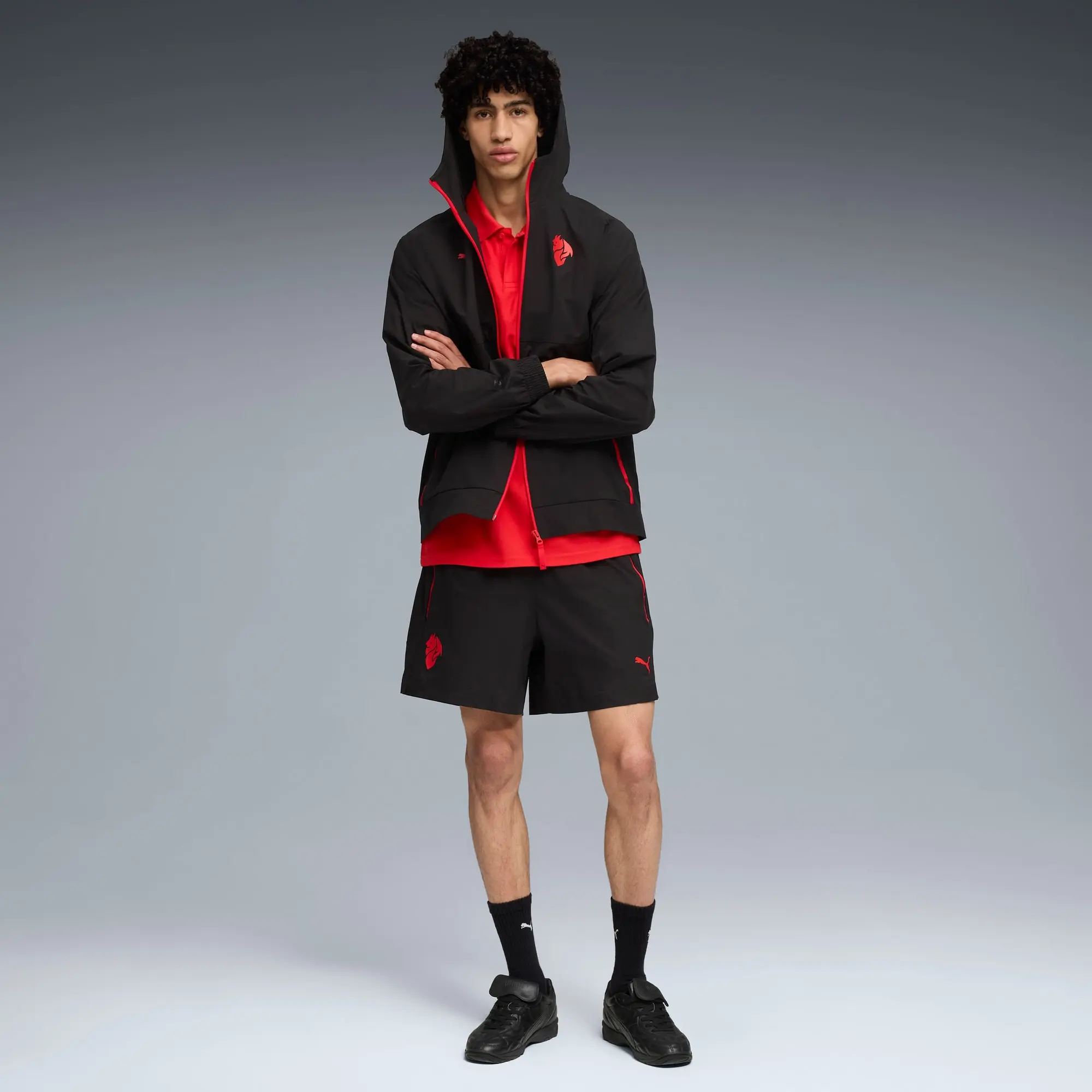 AC Milan PUMAtech Woven Jacket Men, Black/For All Time Red, size 3XL
