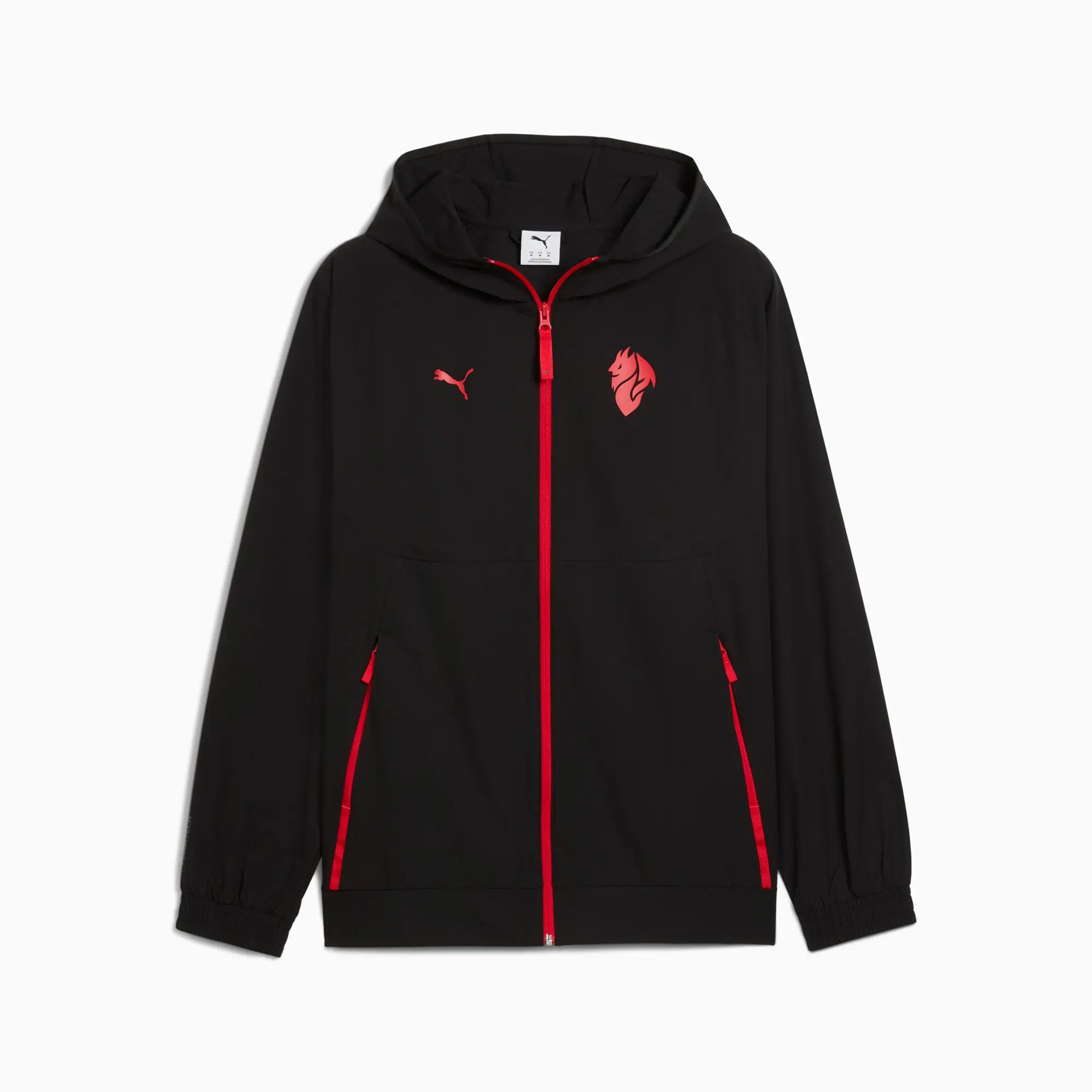AC Milan PUMAtech Woven Jacket Men, Black/For All Time Red, size 3XL