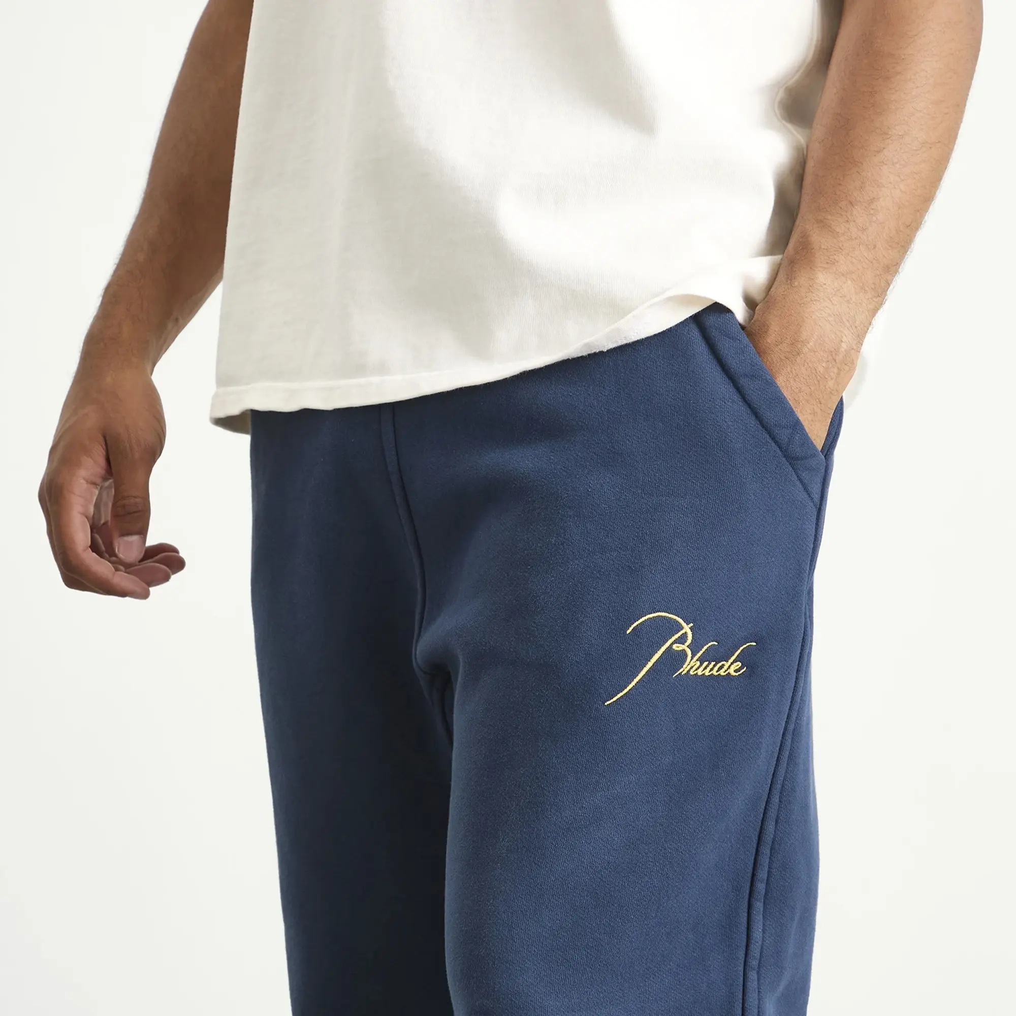 Rhude Men's Classique Sweat Pants Navy/Yellow