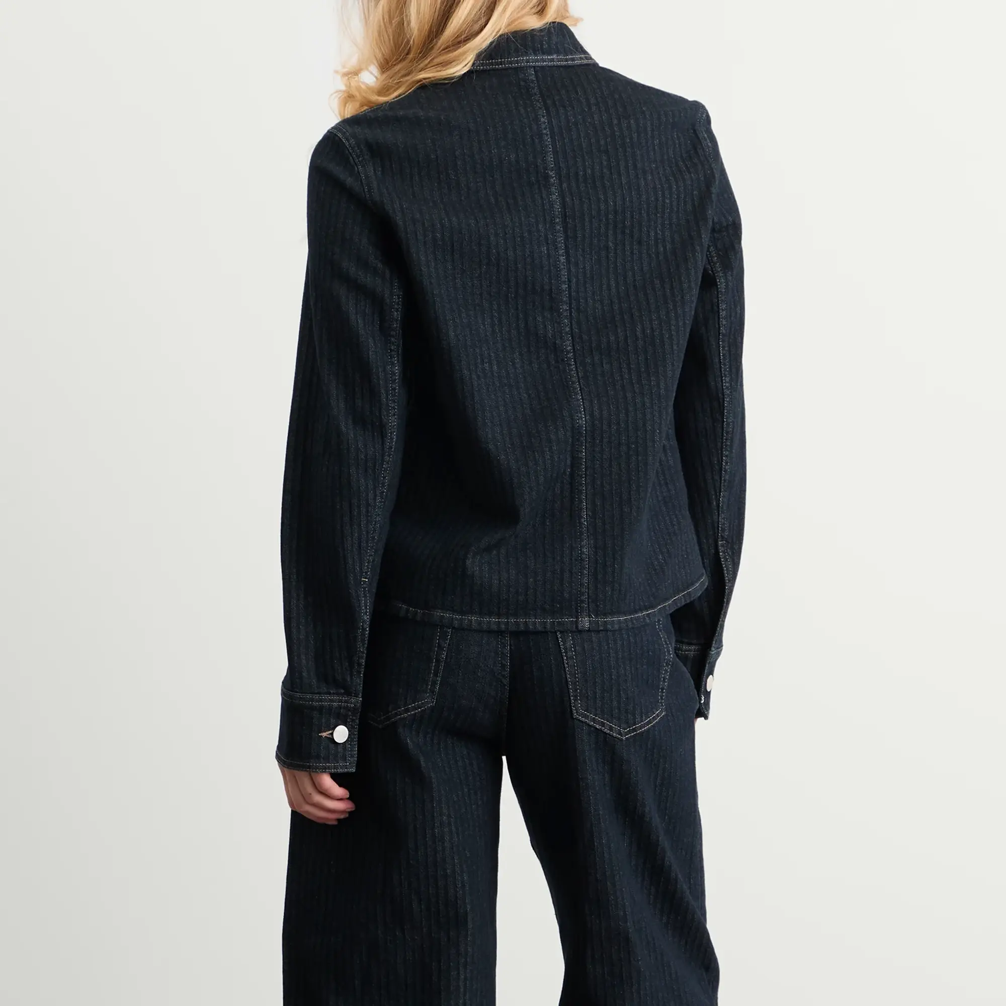 Closed Women's Striped Denim Jacket Dark Blue
