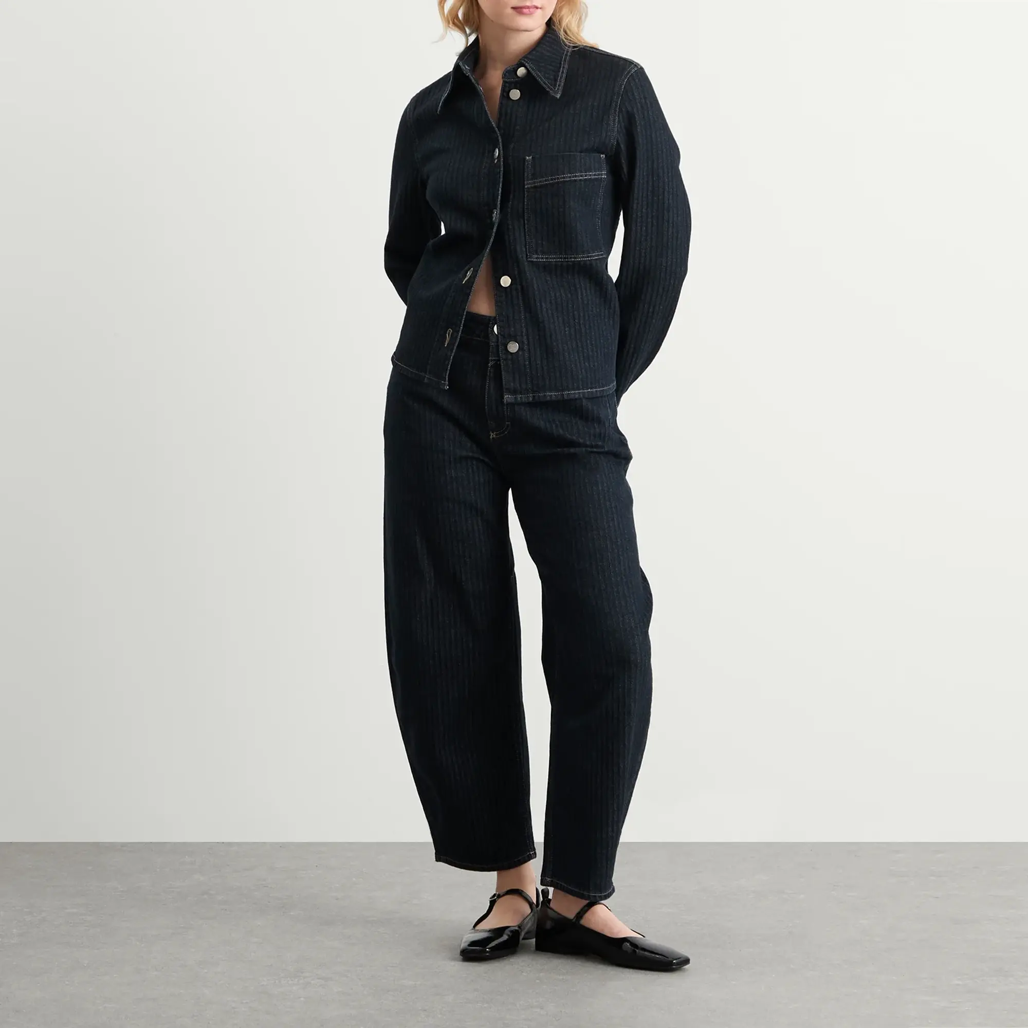 Closed Women's Striped Denim Jacket Dark Blue