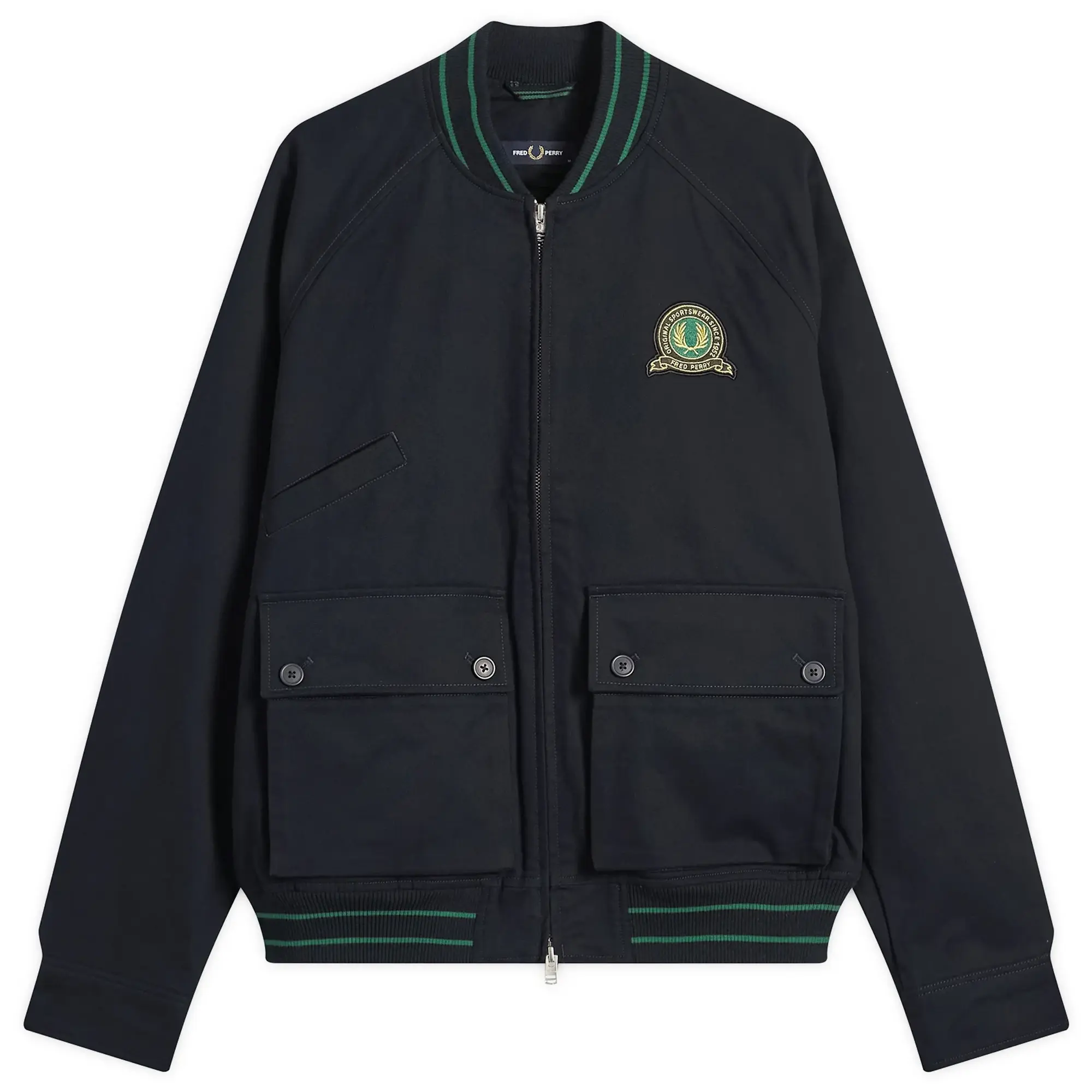 Fred Perry Men's Tennis Badge Bomber Jacket Navy