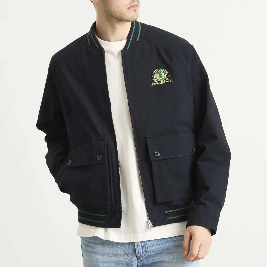 Fred Perry Men's Tennis Badge Bomber Jacket Navy | J1313-608