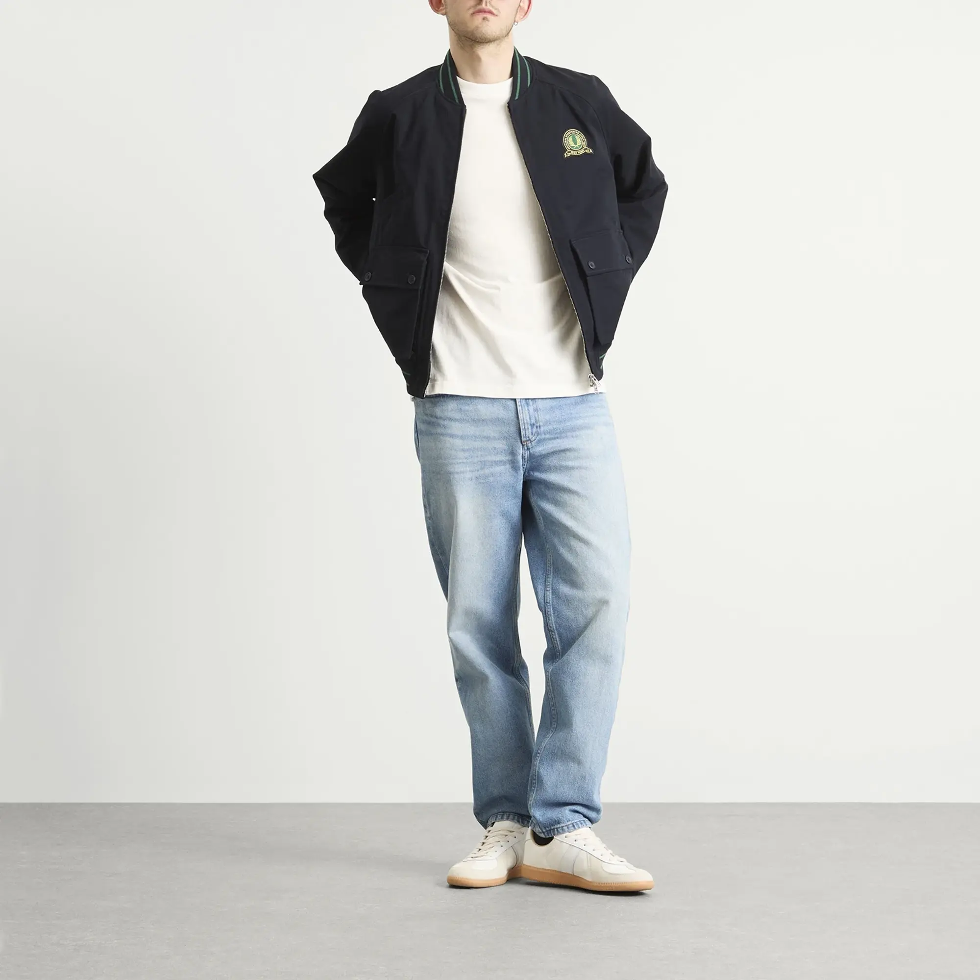 Fred Perry Men's Tennis Badge Bomber Jacket Navy