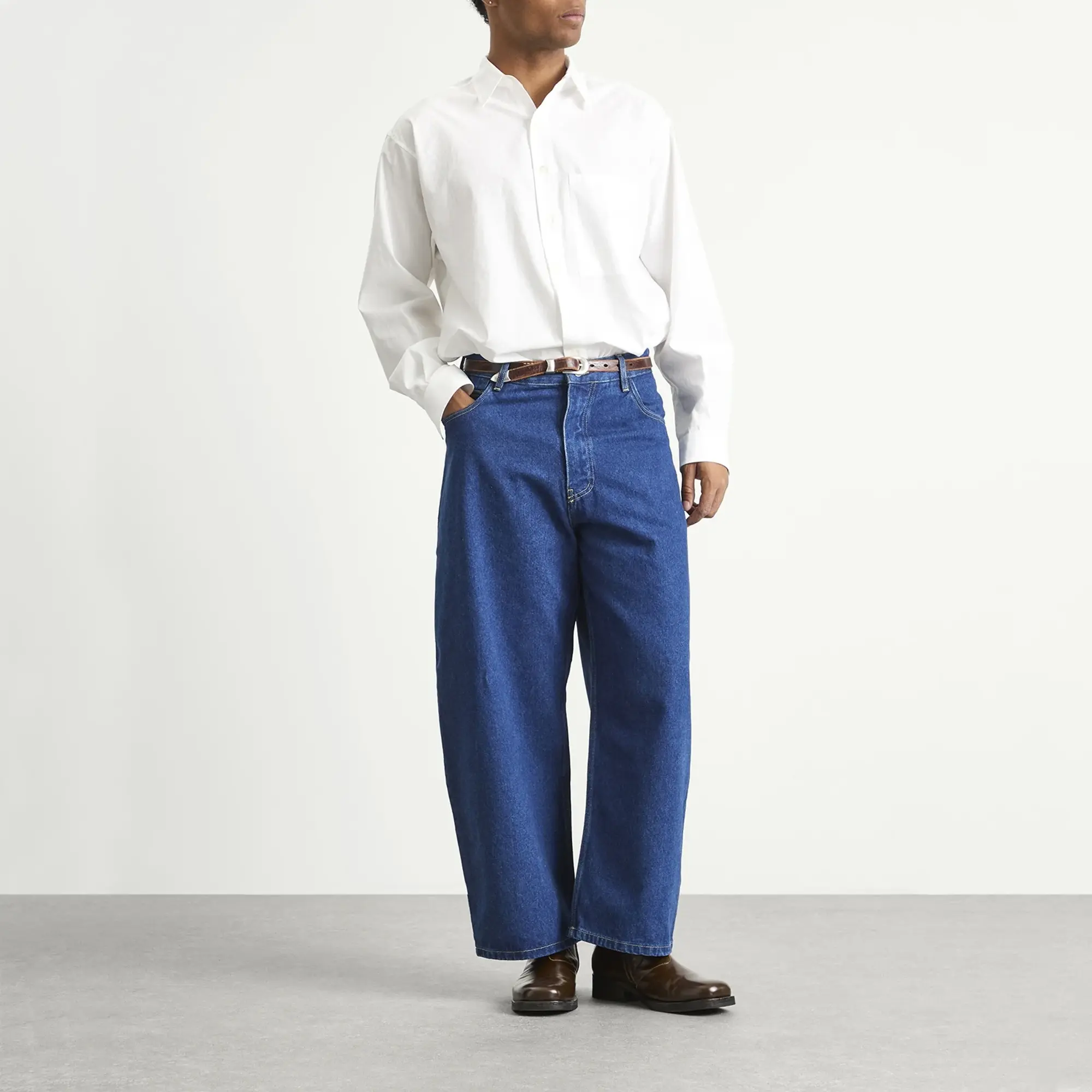 Studio Nicholson Men's DENIM - VOLUME PANT Washed Indigo