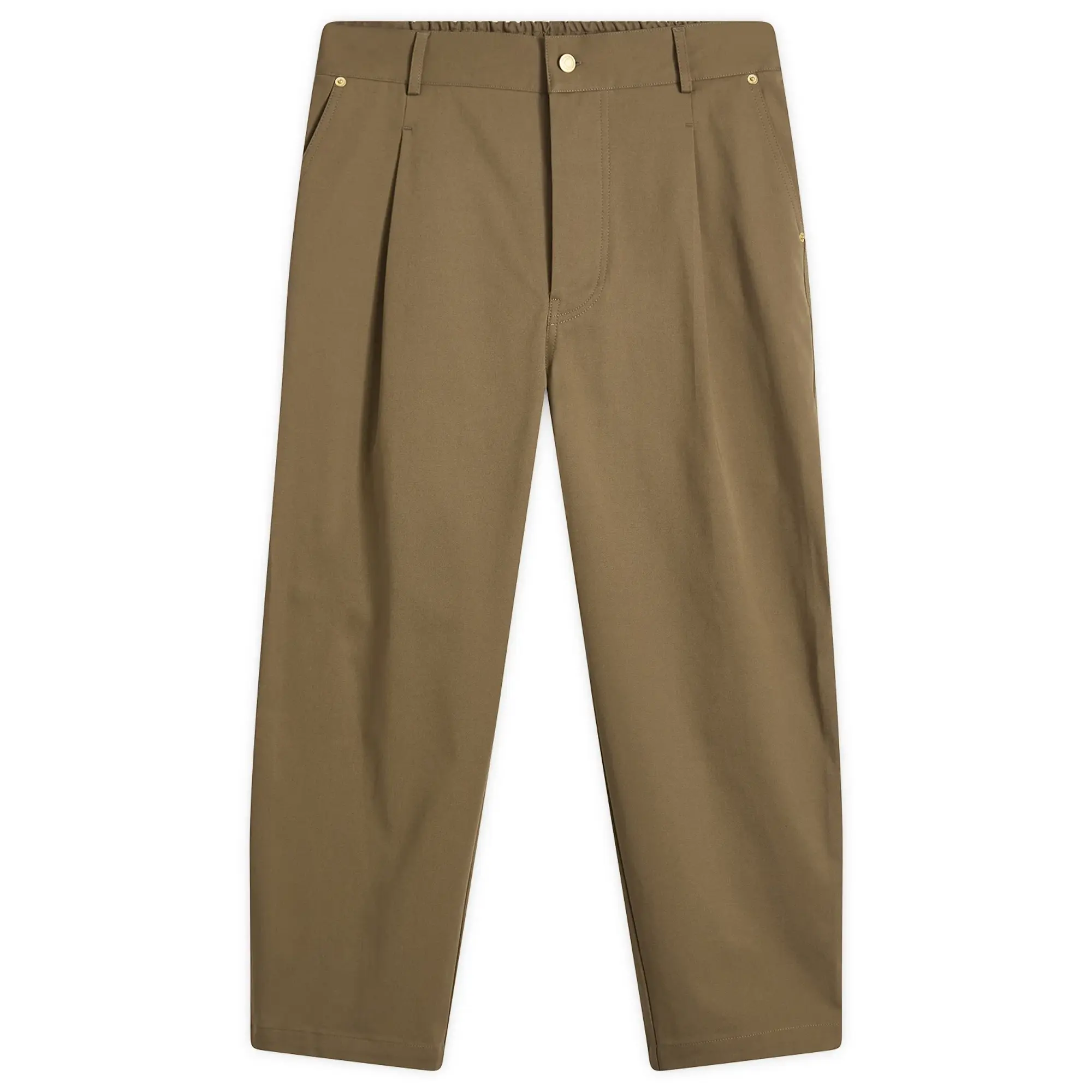 Drôle de Monsieur Men's Cropped Twill Trousers Taupe