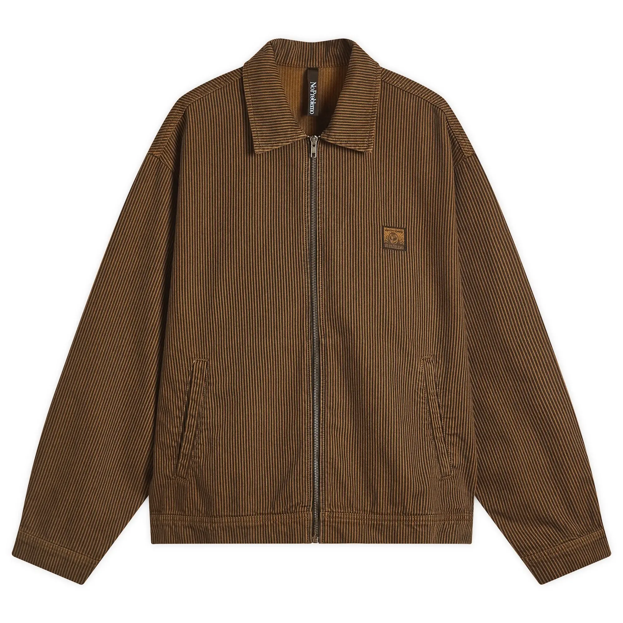 No Problemo Men's Striped Nayoko Jacket Brown