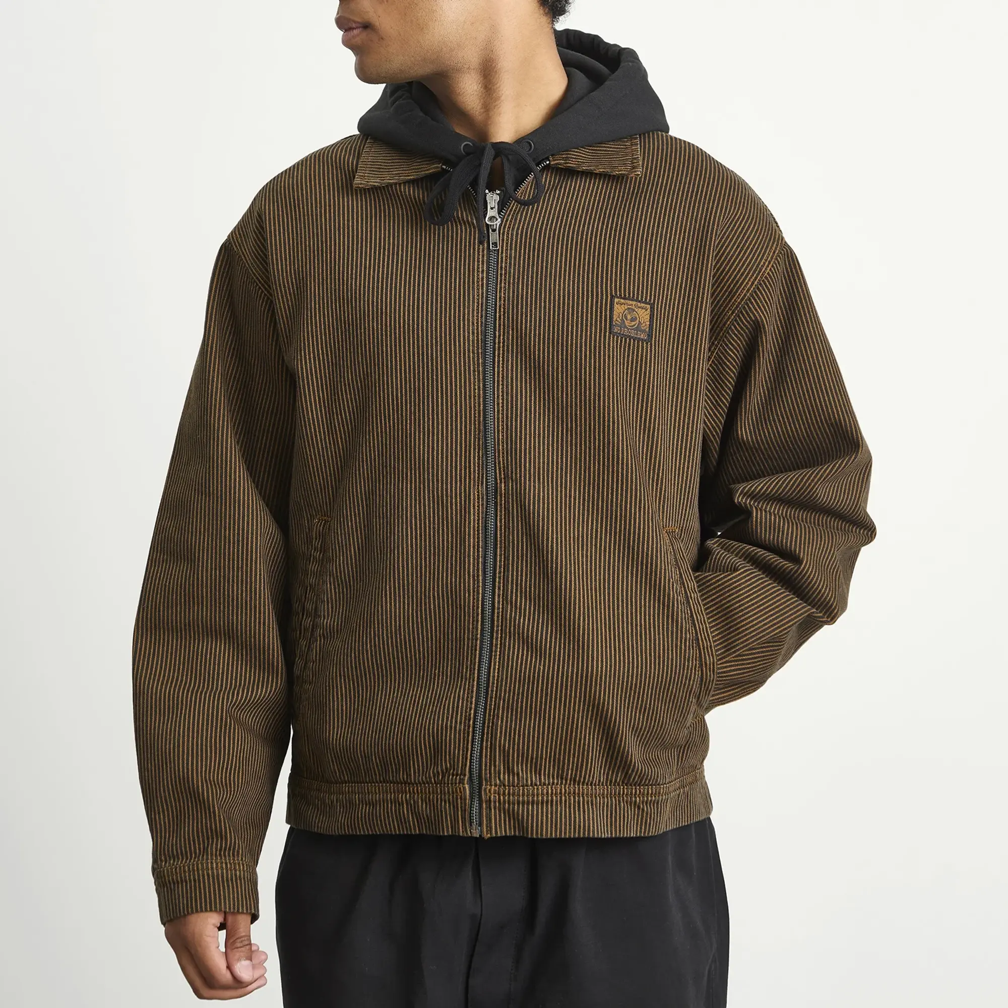 No Problemo Men's Striped Nayoko Jacket Brown