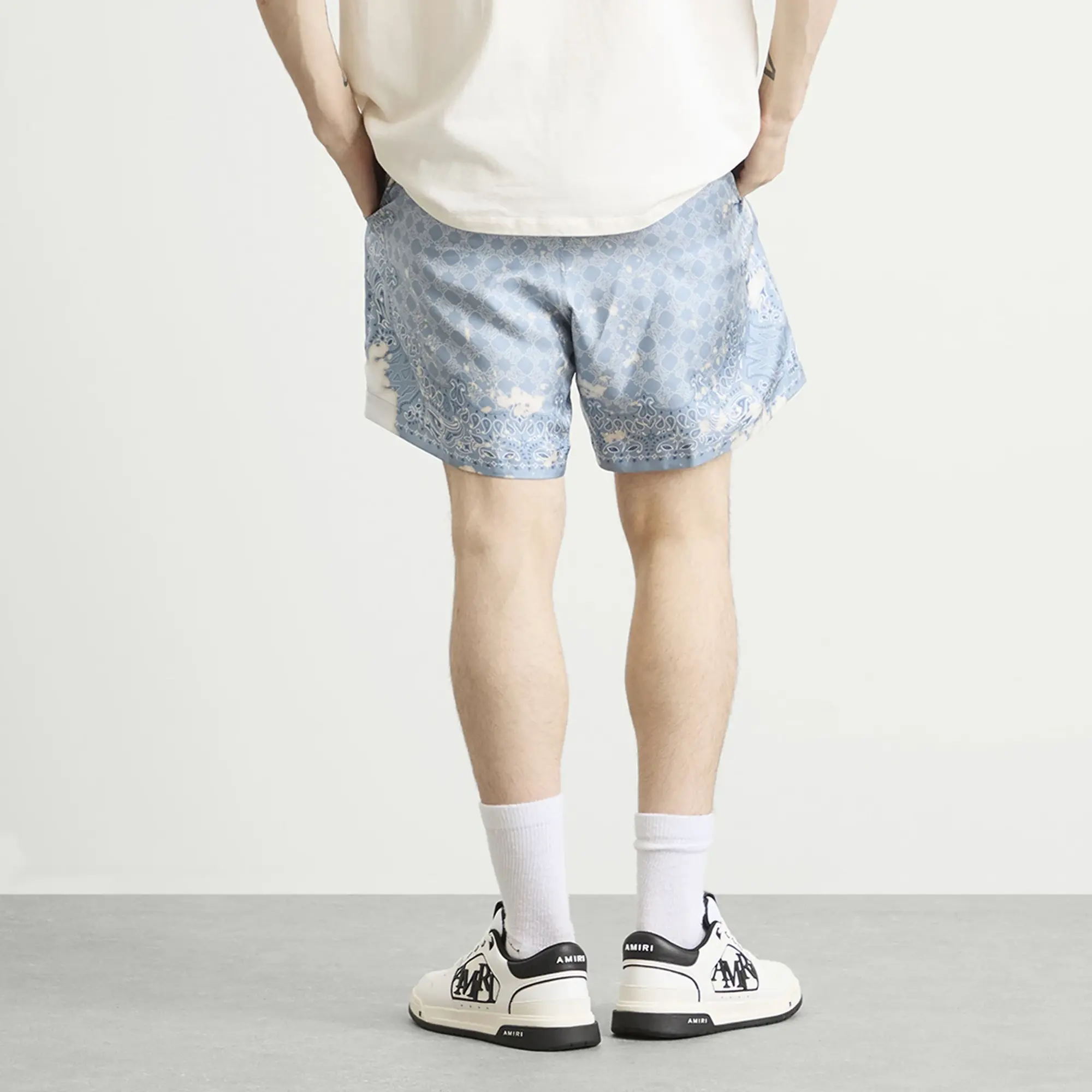 AMIRI Men's Bleach Bandana Short Ashley Blue