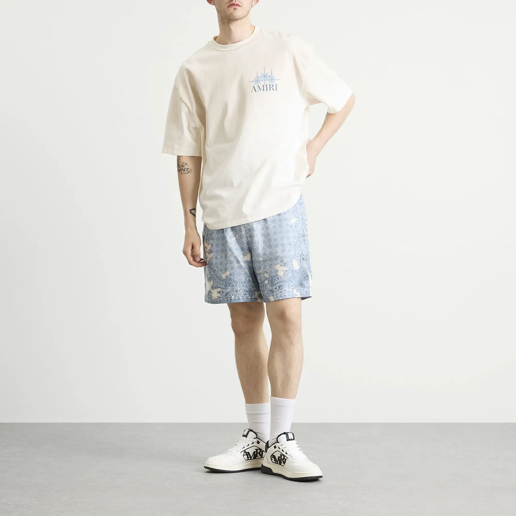 AMIRI Men's Bleach Bandana Short Ashley Blue