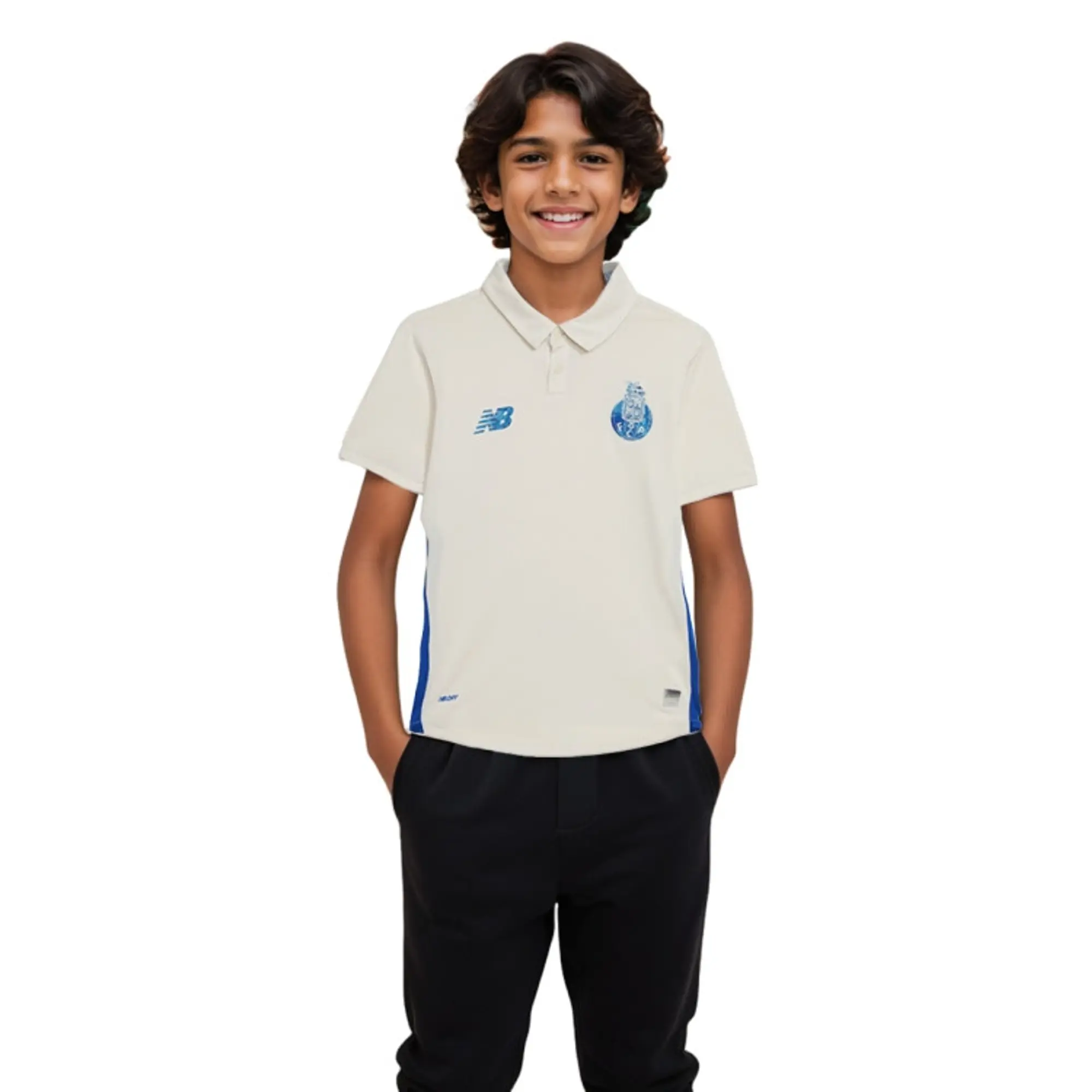 FC Porto Kids' New Balance Third Youth Short Sleeve Jersey in White Polyester