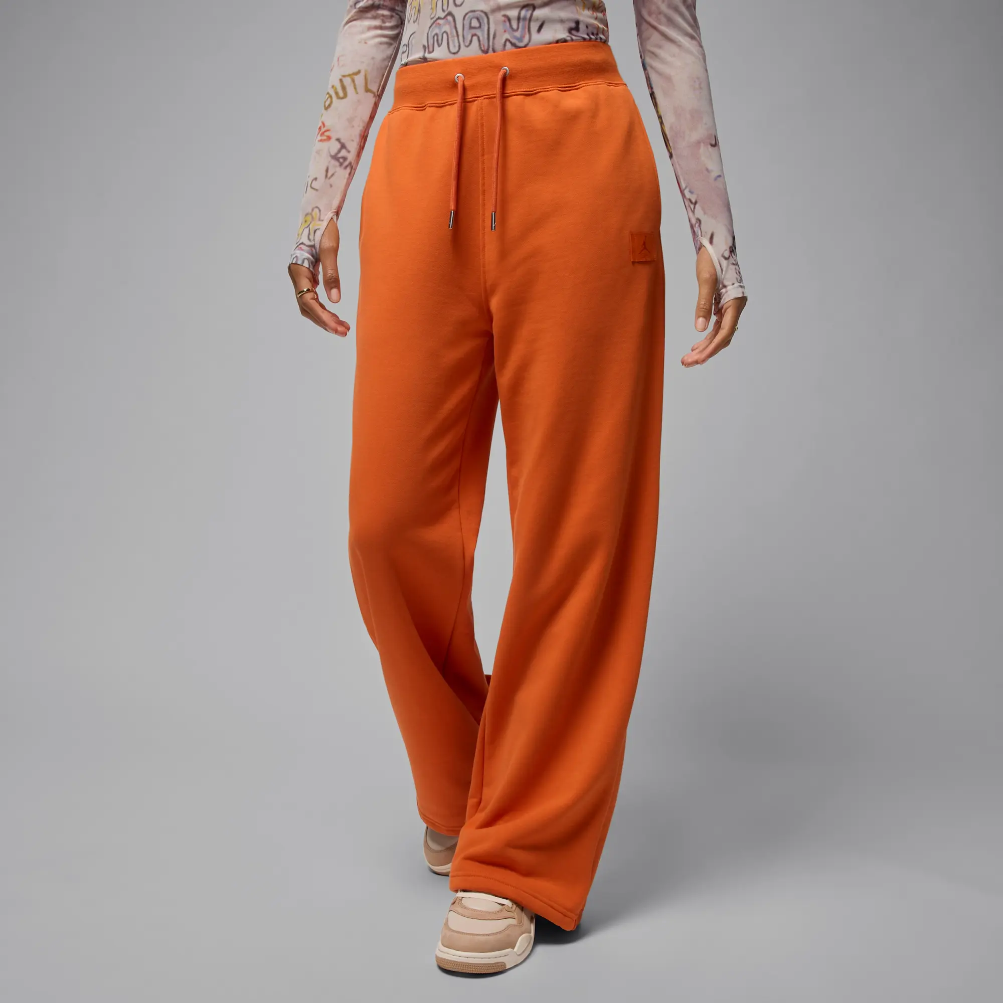 Nike Jordan Flight Fleece Women's French Terry Open-Hem Trousers - Orange - Cotton/Polyester