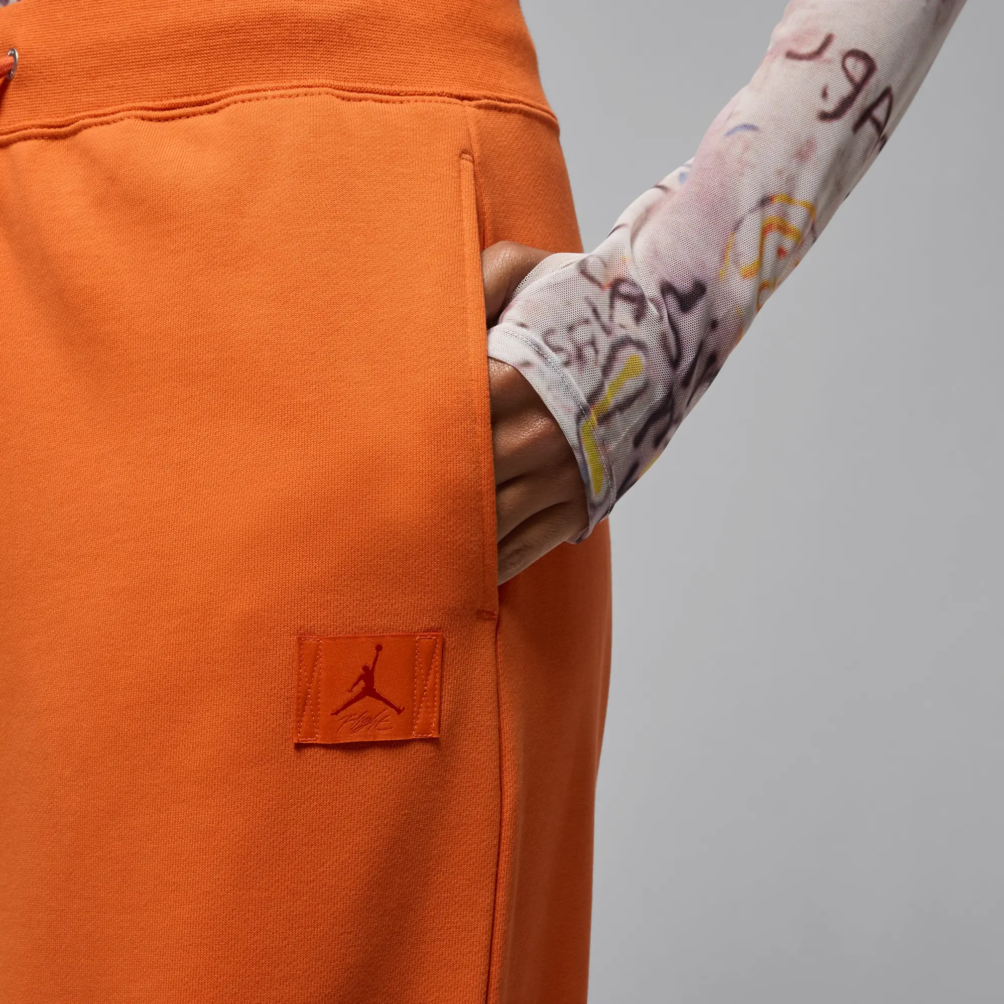 Nike Jordan Flight Fleece Women's French Terry Open-Hem Trousers - Orange - Cotton/Polyester