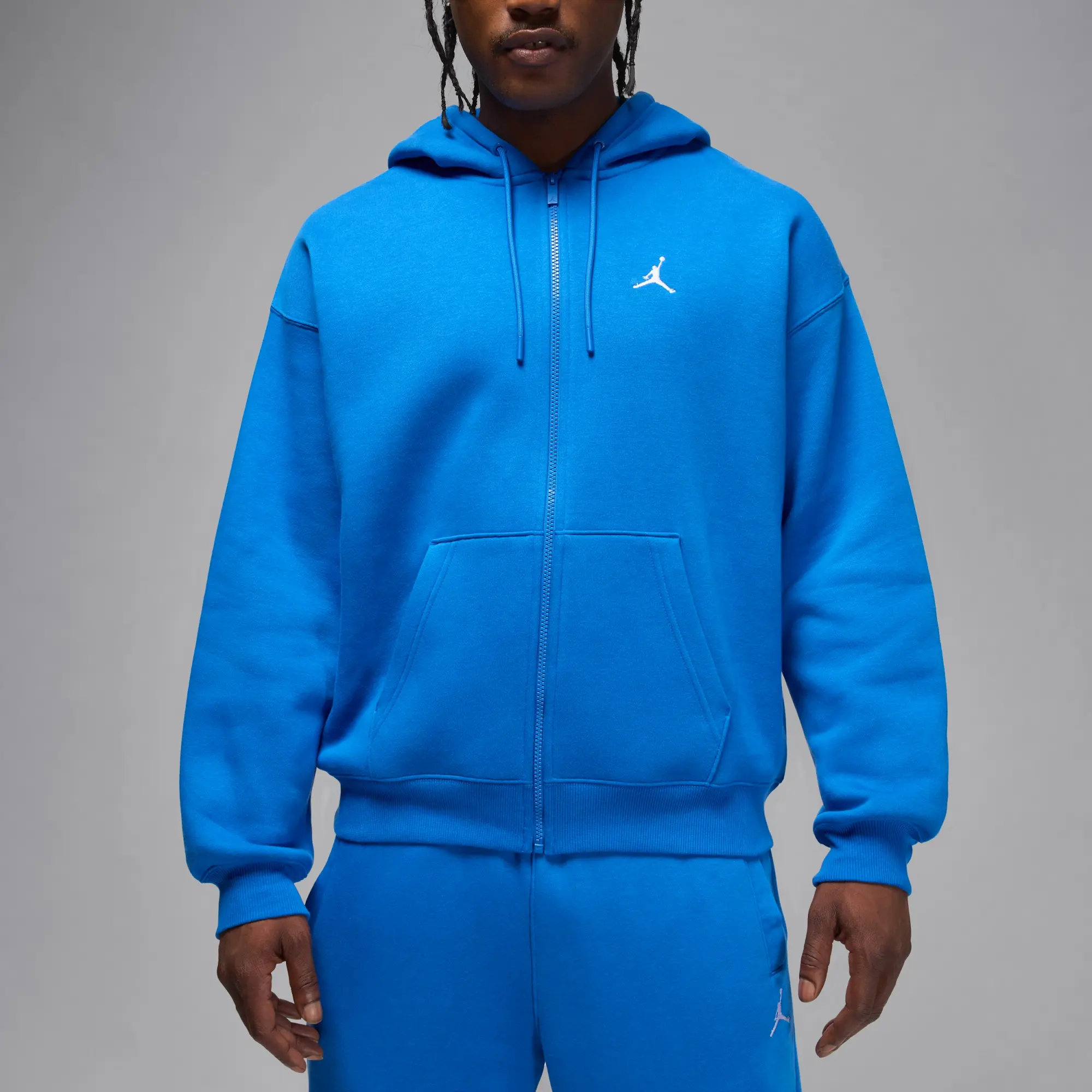 Nike Jordan Brooklyn Fleece Men's Oversized Full-Zip Hoodie - Blue - Cotton/Polyester
