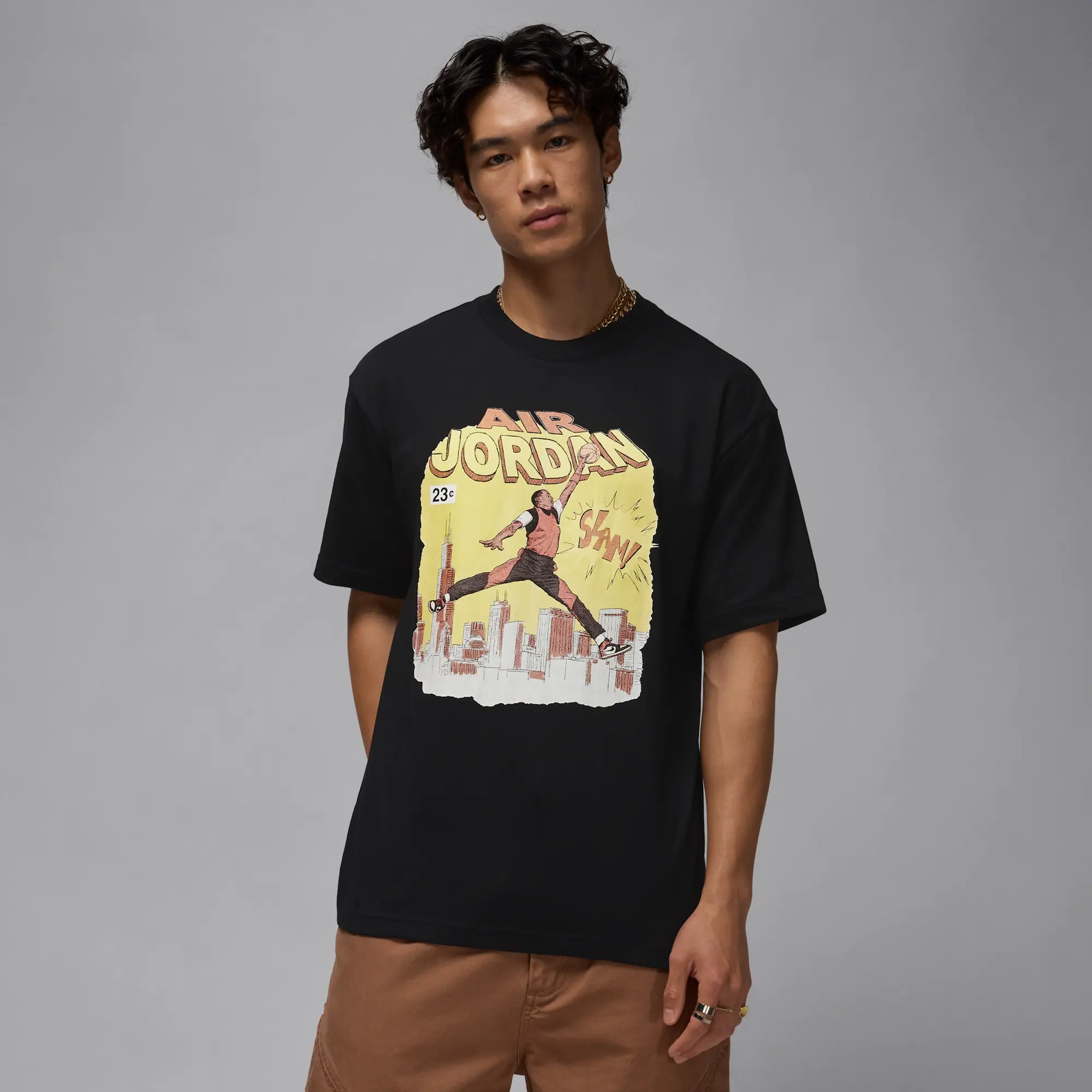 Nike Jordan Men's Comic T-Shirt - Black - Cotton