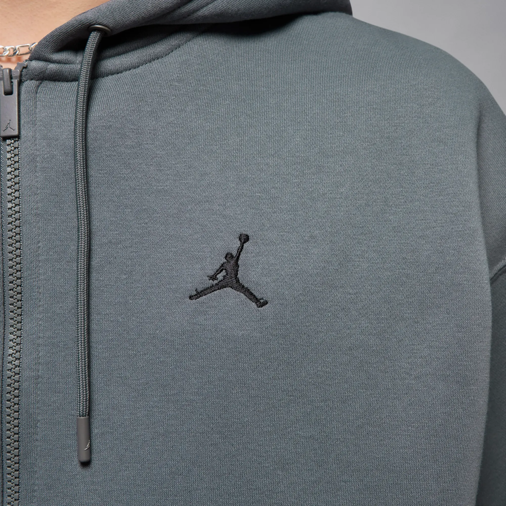Nike Jordan Brooklyn Fleece Men's Oversized Full-Zip Hoodie - Grey - Cotton/Polyester