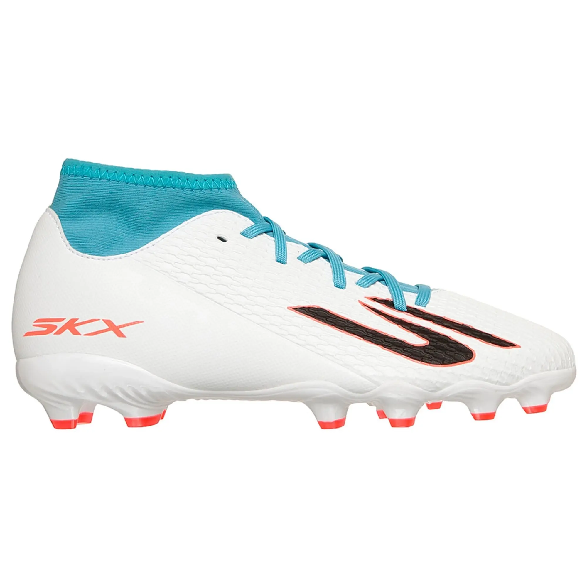 Skechers SKX_2 Jr High Youth MG Shoes in White/Turquoise | Synthetic/Textile