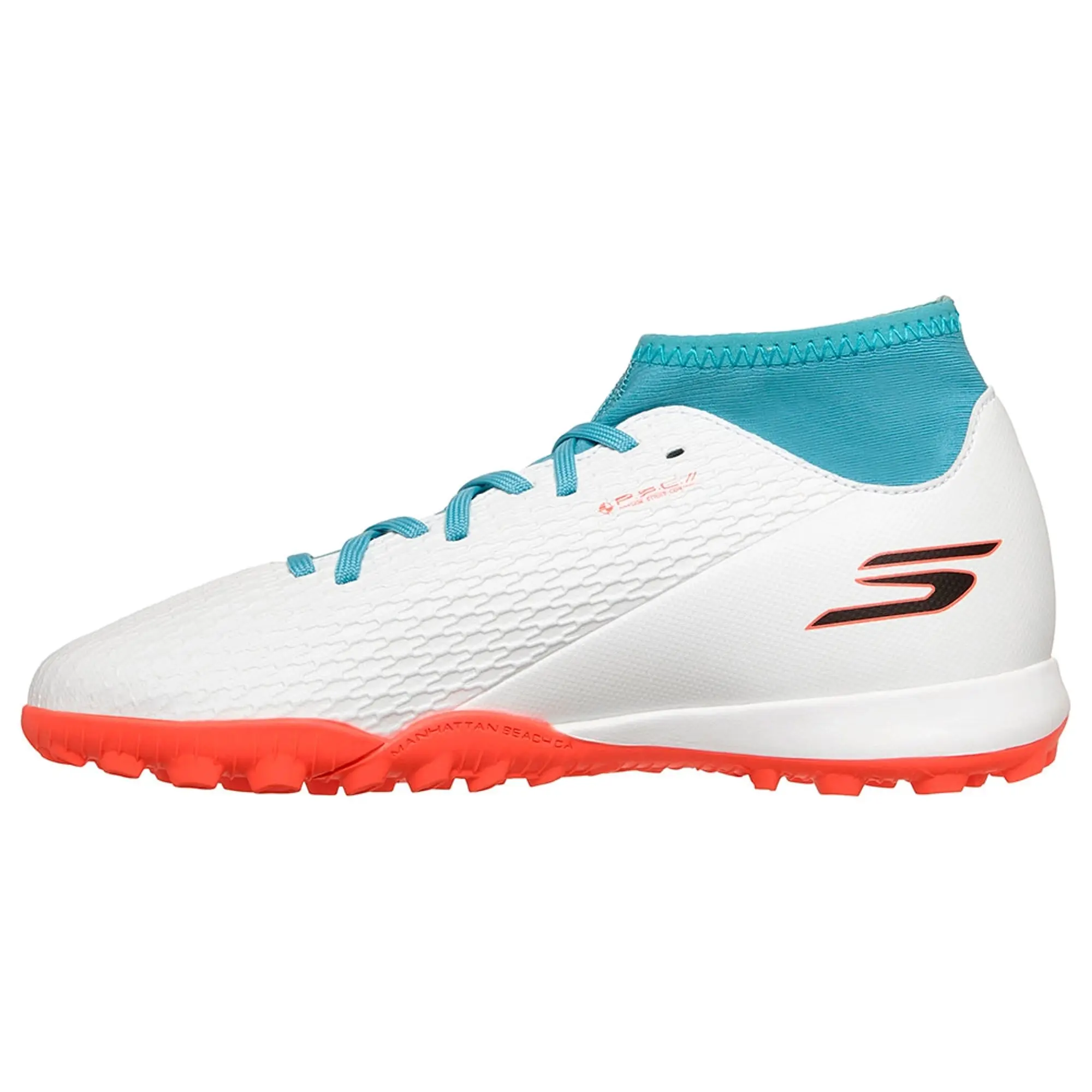 Skechers SKX_2 Jr High Youth TF Shoes in White/Turquoise
