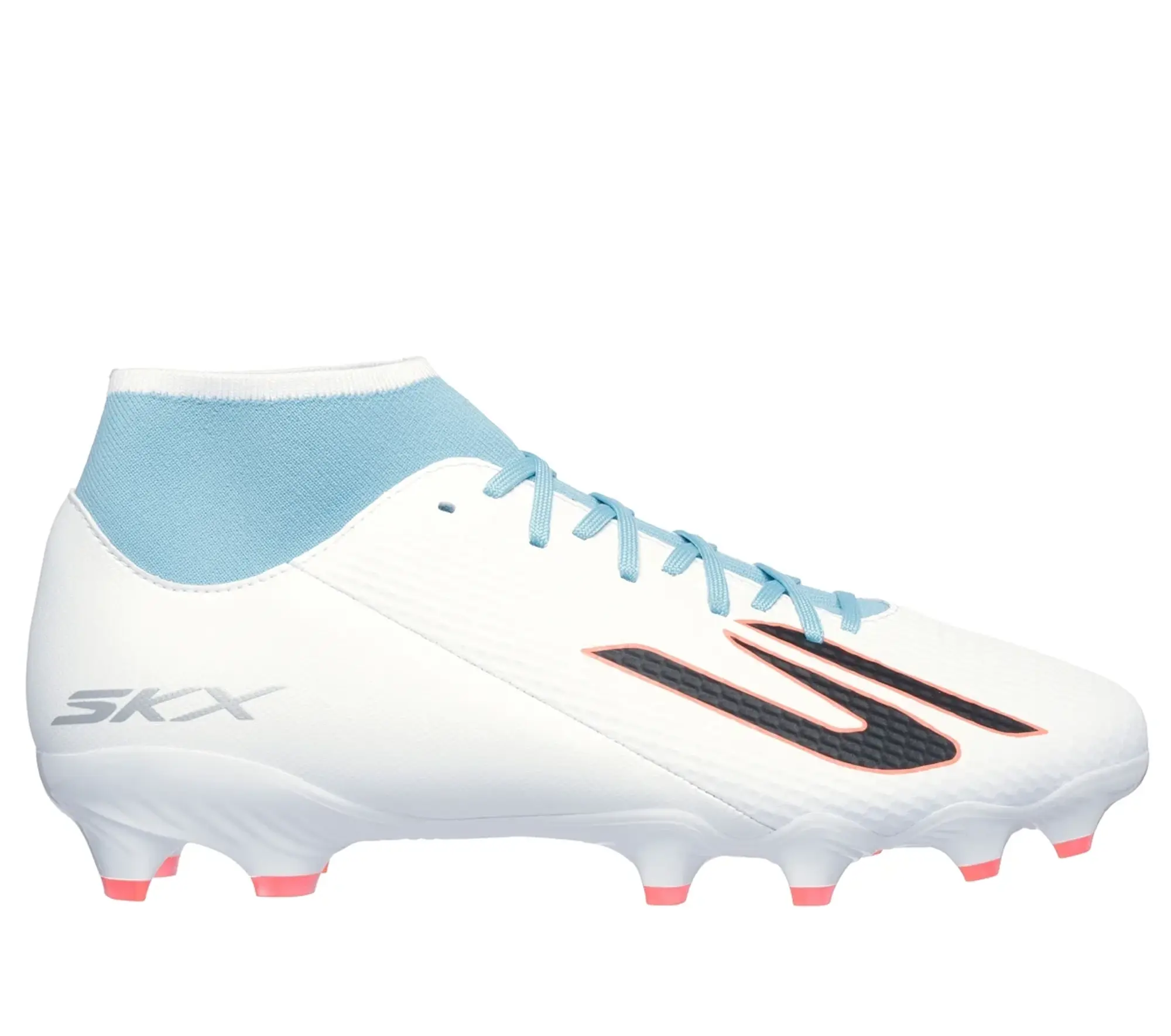 Skechers SKX_2 High Academy FG Shoes in White/Turquoise