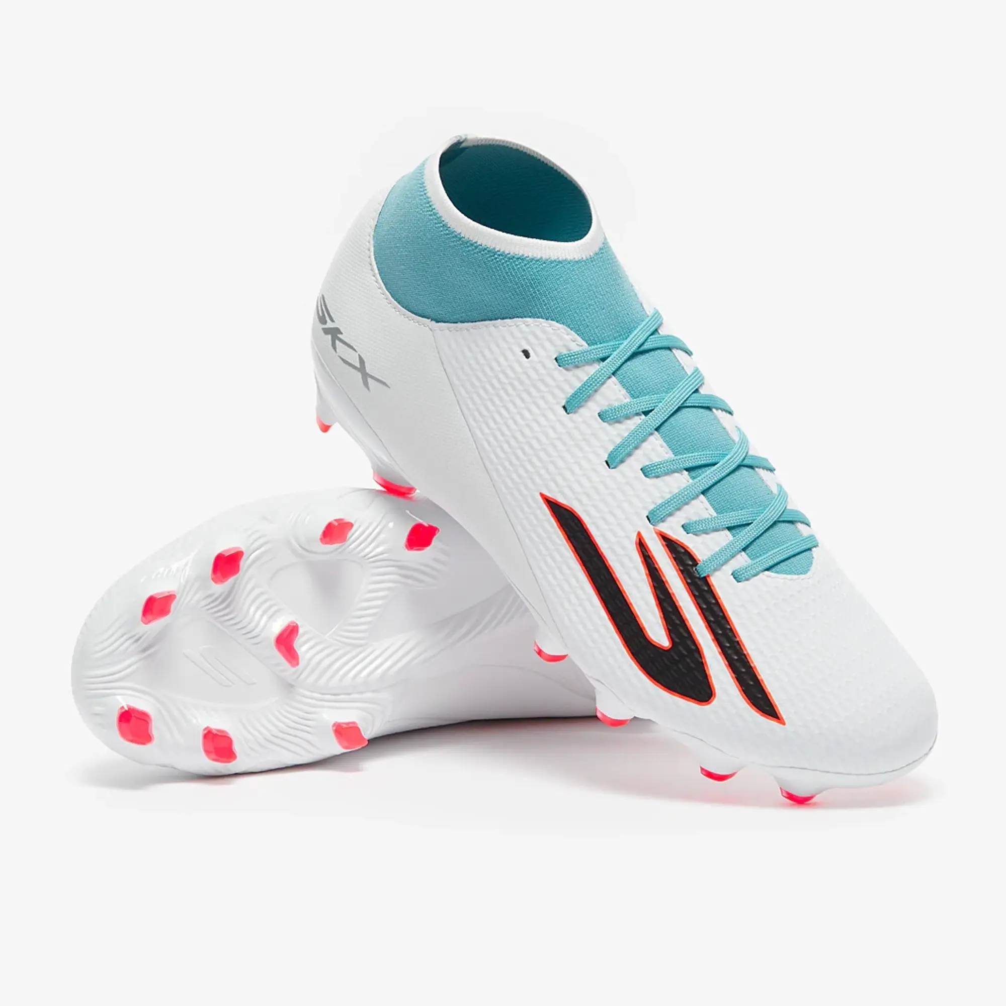 Skechers SKX_2 High Academy FG Shoes in White/Turquoise