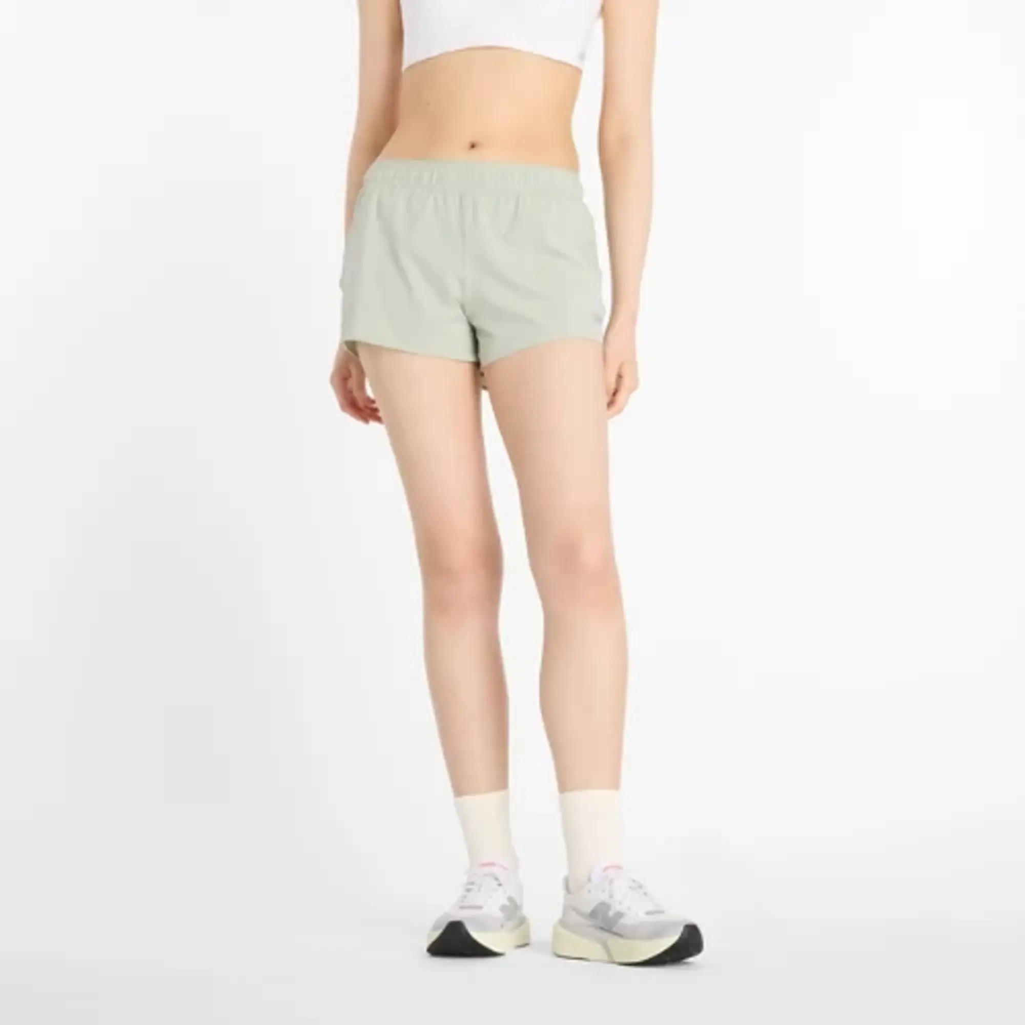 New Balance Women's RC Short 3" in Green Polywoven