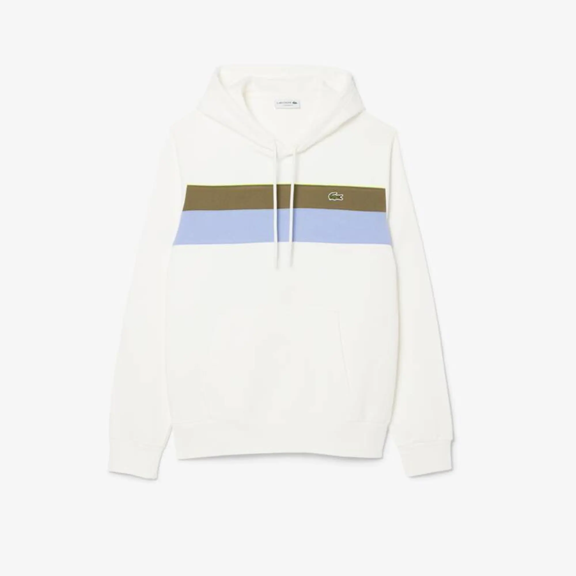 Lacoste Colour-Block Fleece Hoodie - White / Khaki Green / Purple