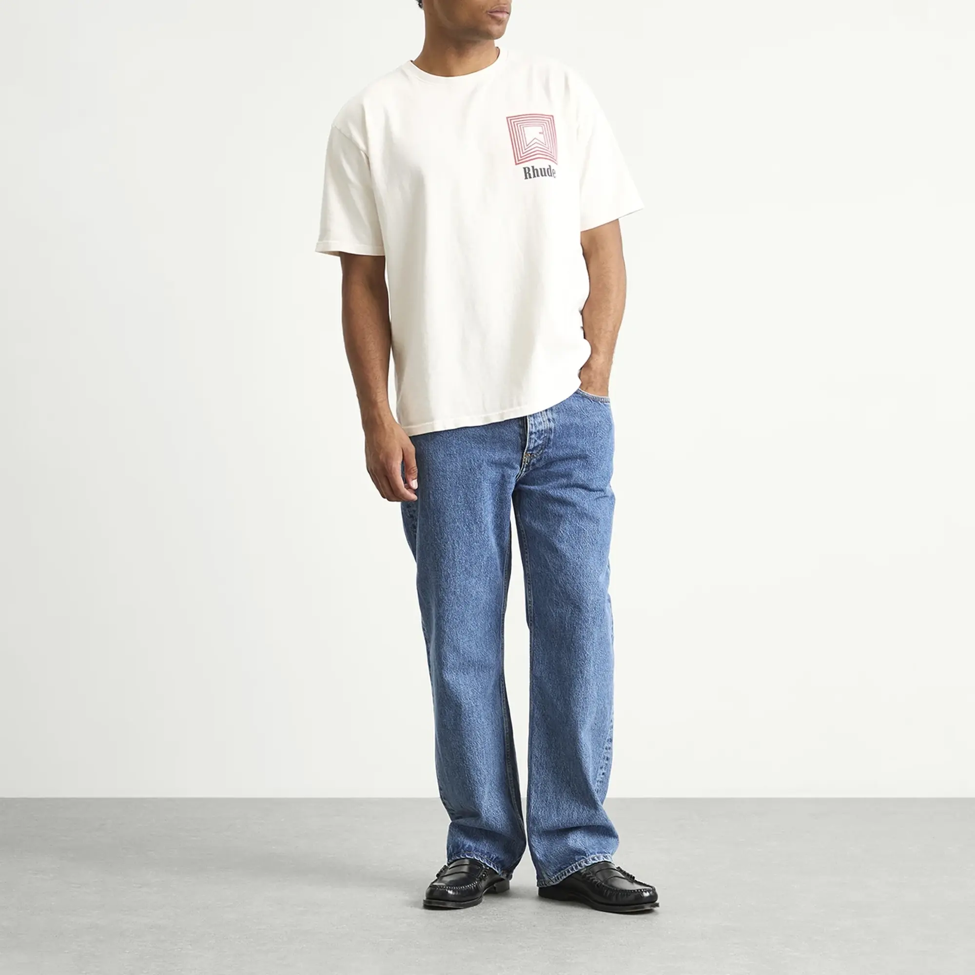 Rhude Men's Chevron Logo Repeat T-Shirt Vintage White