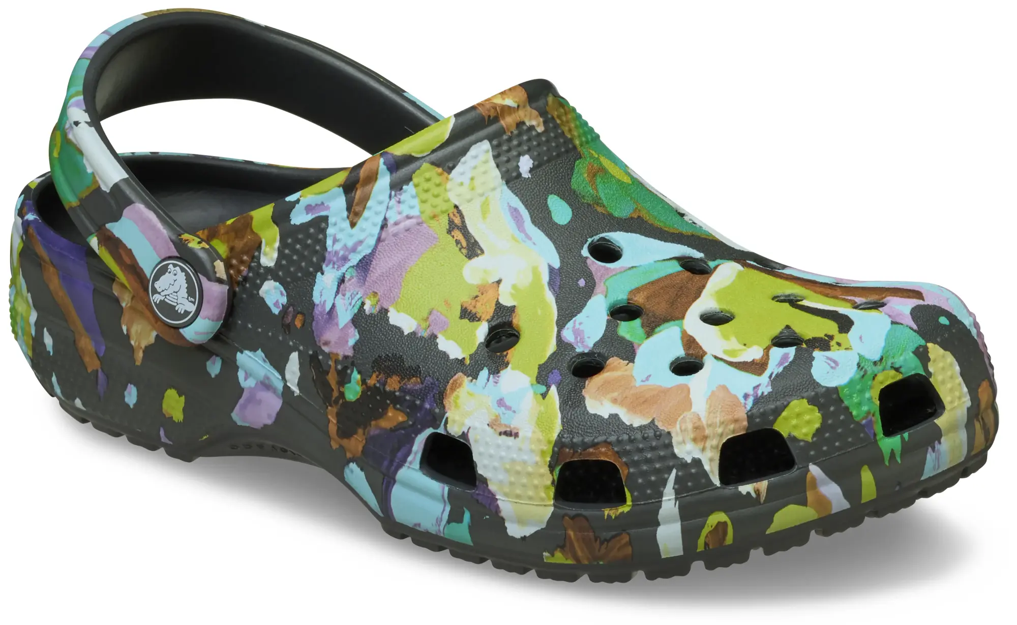 Crocs | Unisex | Classic Painted Floral | Clogs | Black Sand | W4/M3