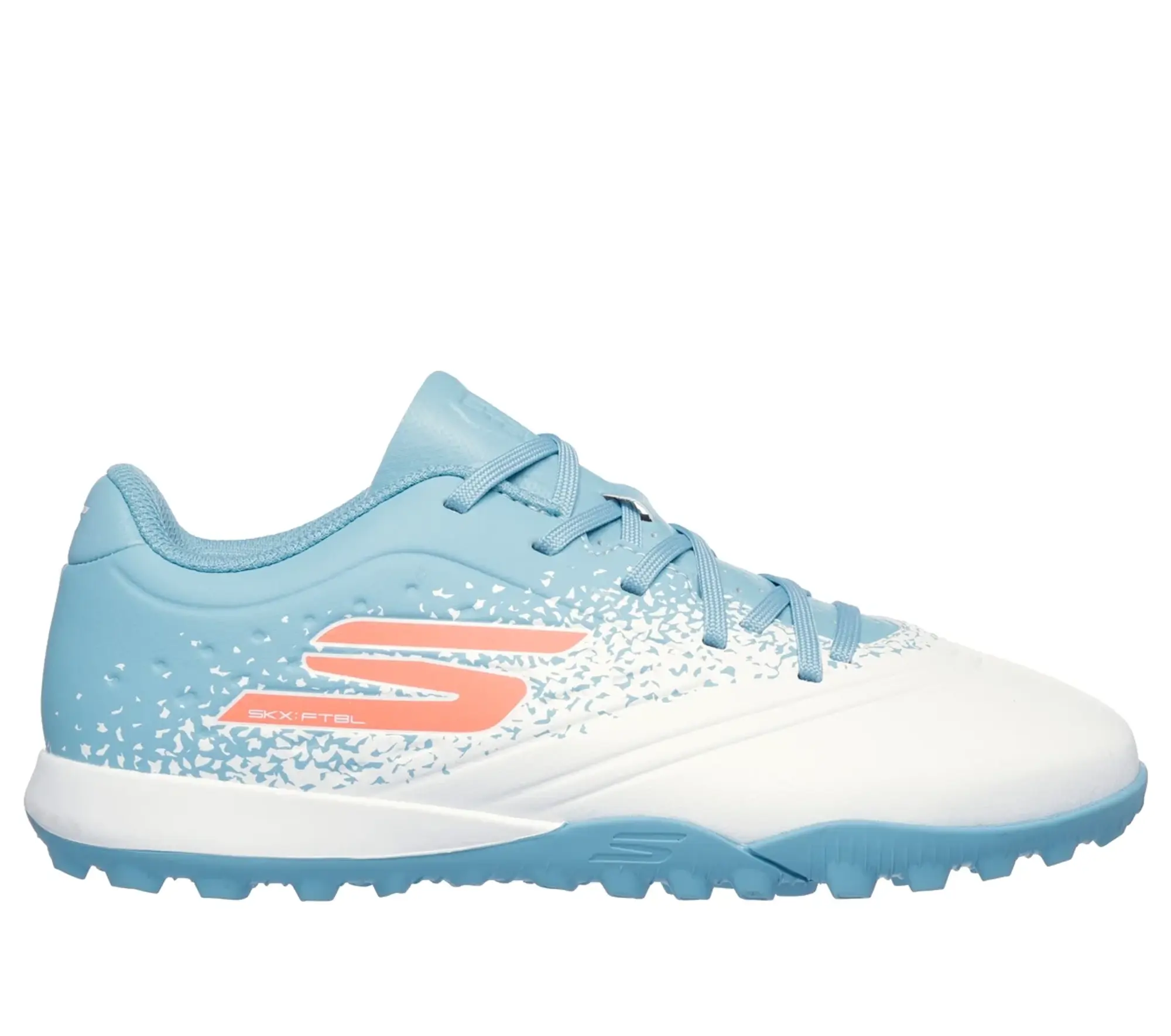 Skechers Razor 1.5 Jr Youth TF Sneaker in White/Turquoise