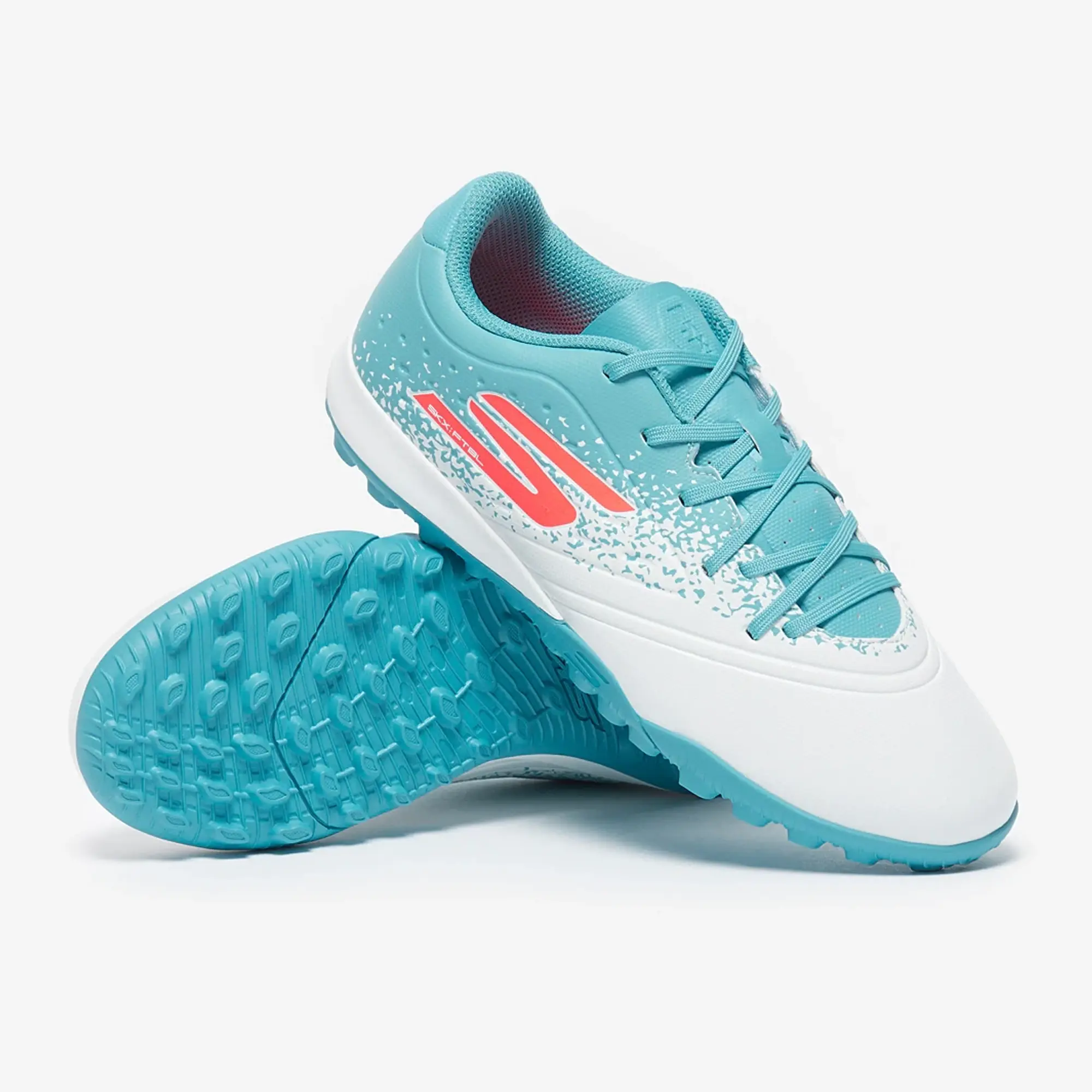 Skechers Razor 1.5 Jr Youth TF Sneaker in White/Turquoise