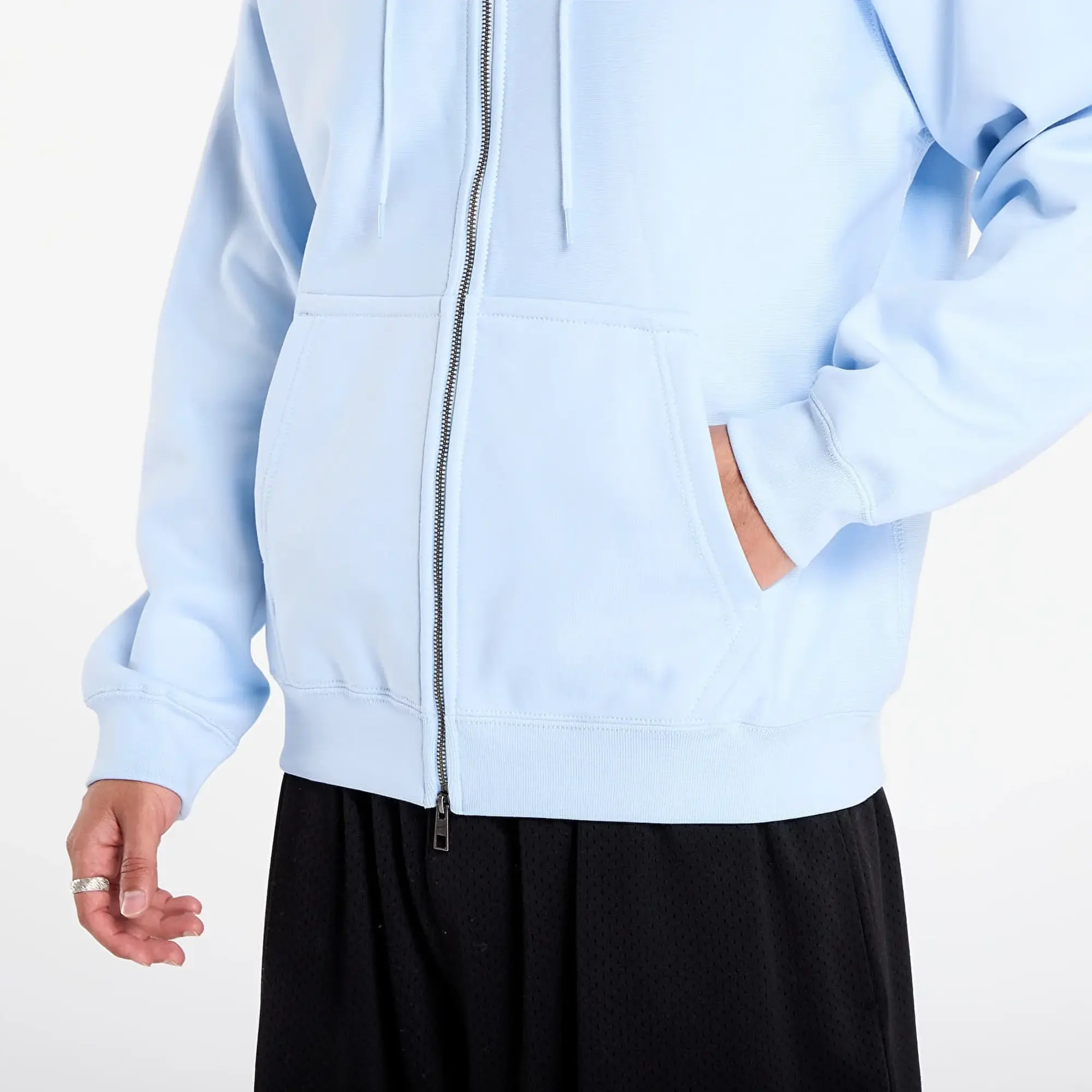 Sweatshirt Nike Solo Swoosh Men's Full-Zip Fleece Hoodie Celestine Blue/ Celestine Blue/ White Xs