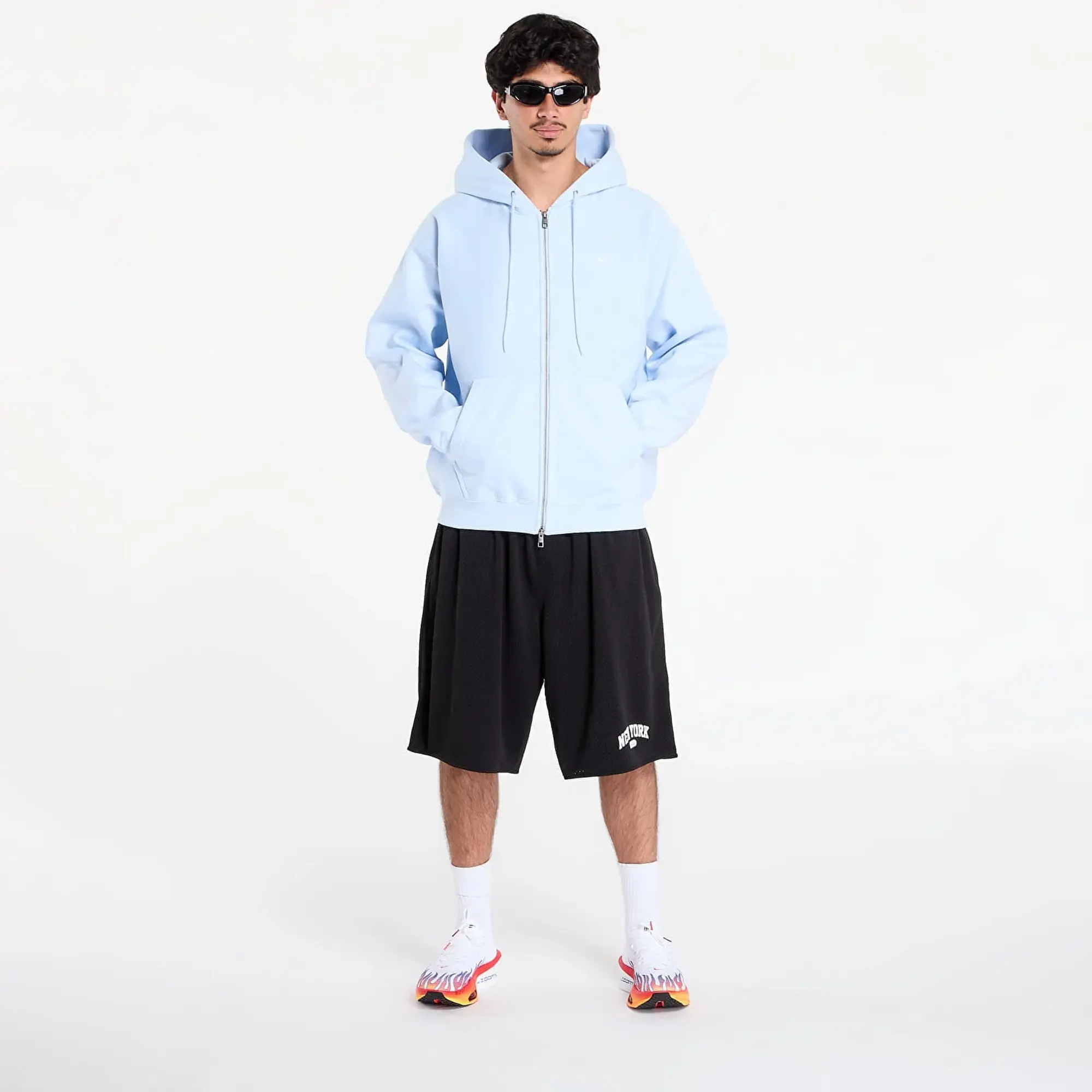 Sweatshirt Nike Solo Swoosh Men's Full-Zip Fleece Hoodie Celestine Blue/ Celestine Blue/ White Xs