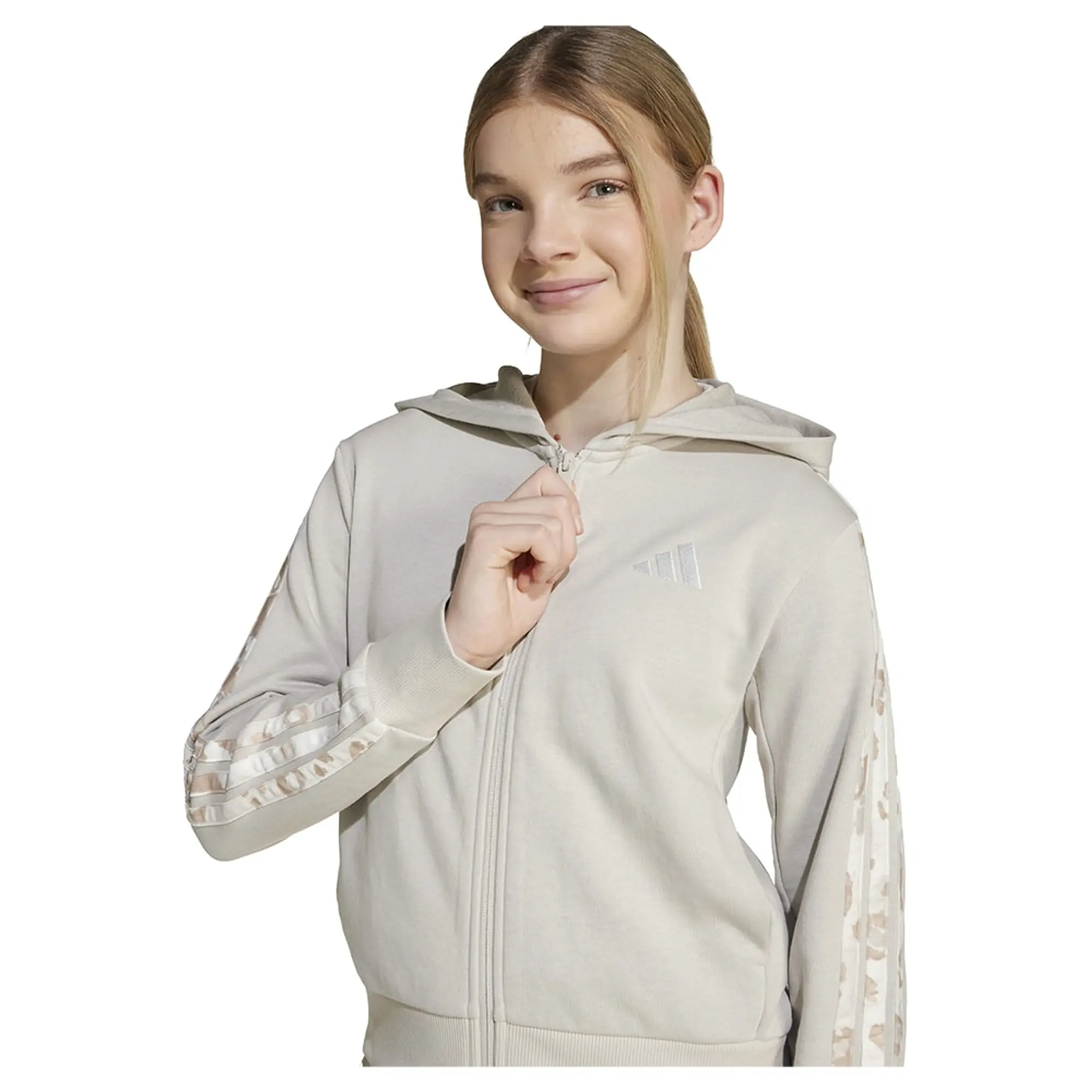 Adidas 3 Stripes Animal French Terry Full Zip Sweatshirt