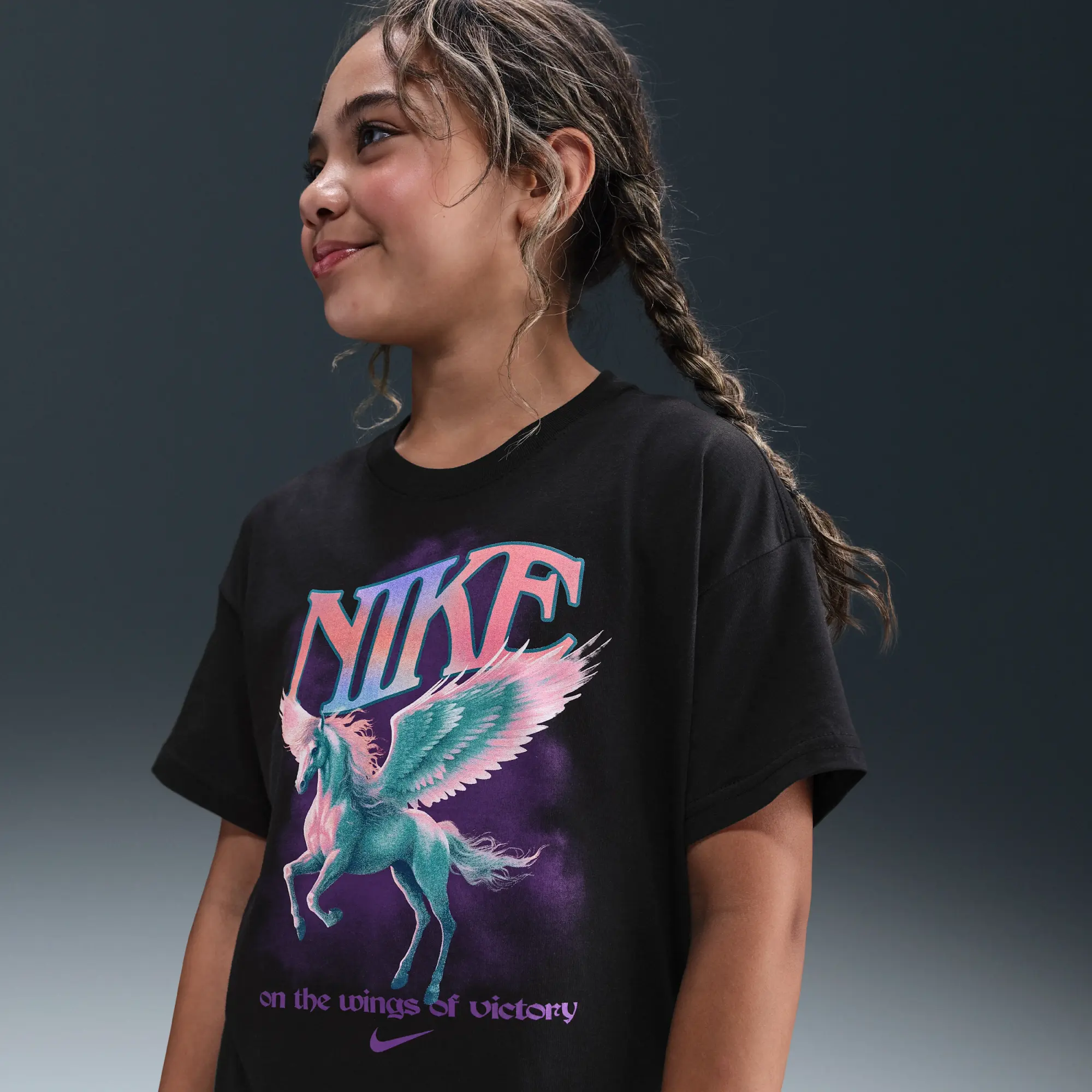 Nike Sportswear Older Kids' (Girls') T-Shirt - Black - Cotton
