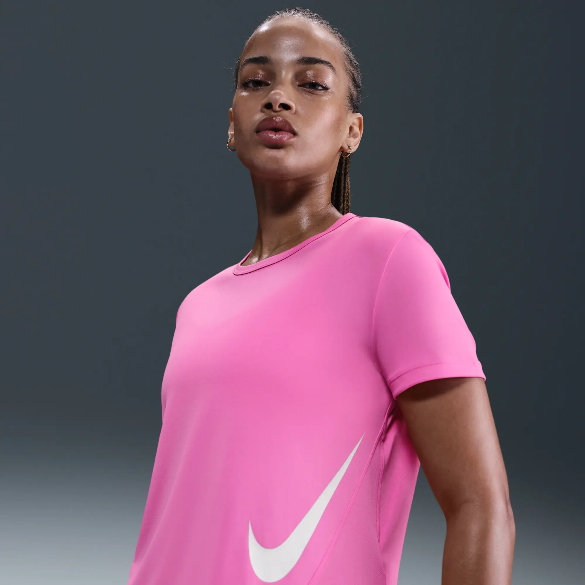 Nike Tempo Swoosh Run Women's Dri-FIT Short-Sleeve Running Top - Pink - Polyester