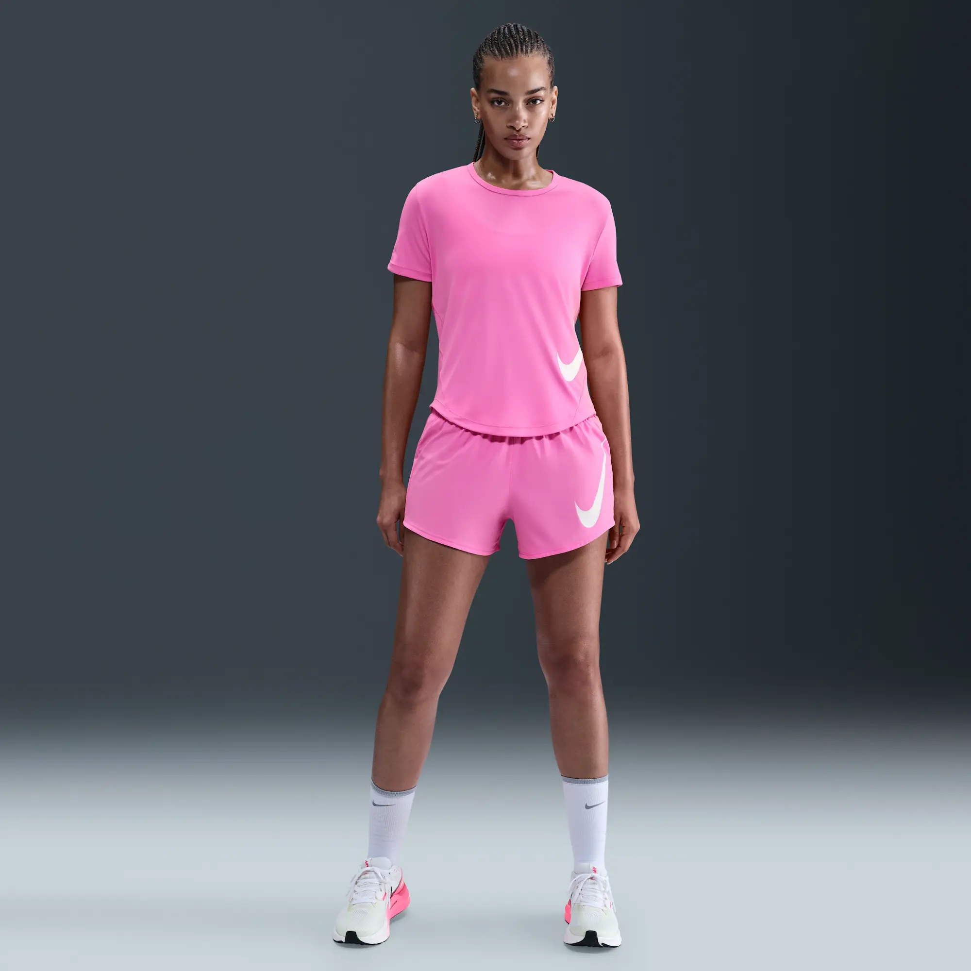 Nike Tempo Swoosh Run Women's Dri-FIT Short-Sleeve Running Top - Pink - Polyester
