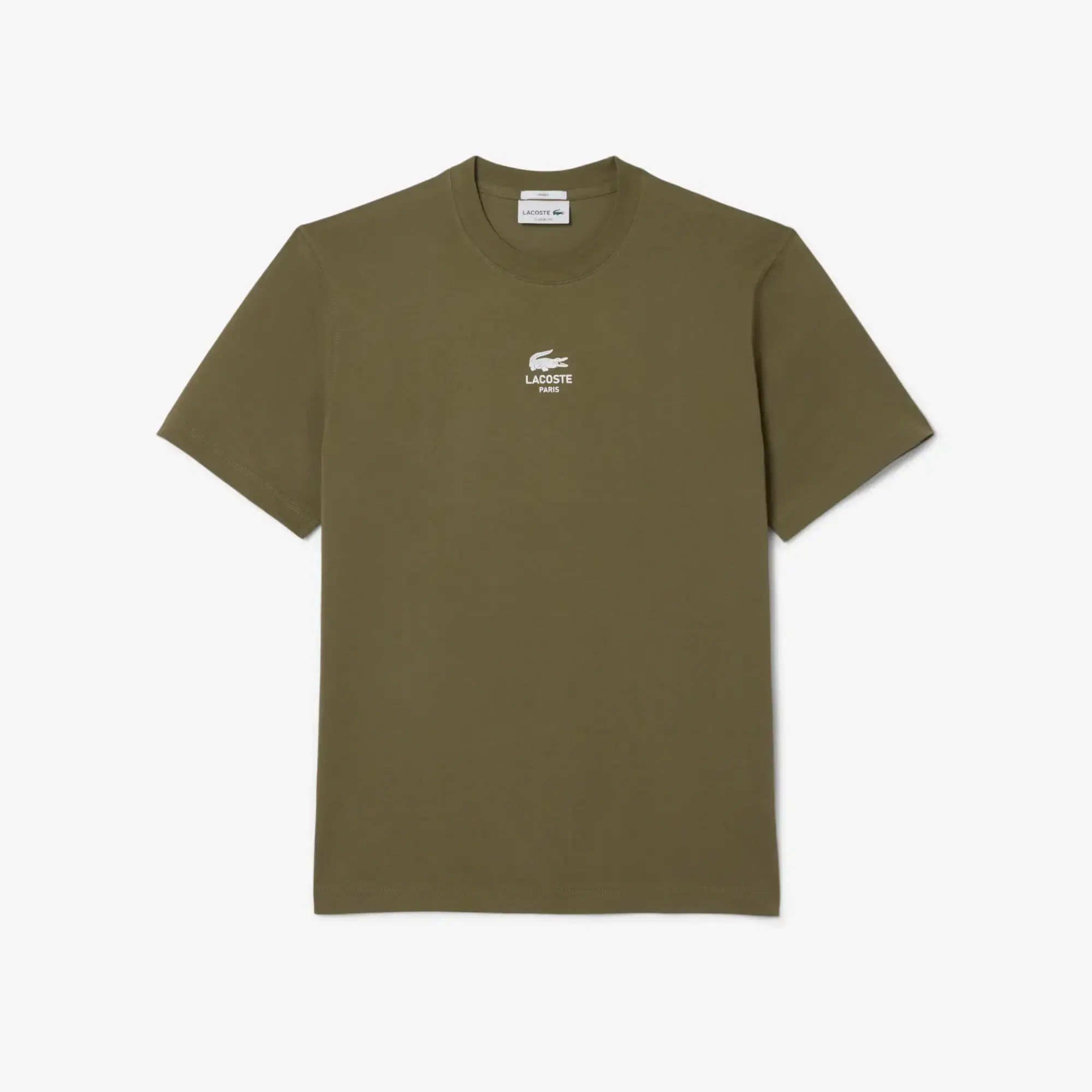 Lacoste Signature Print Cotton T-shirt - Khaki Green