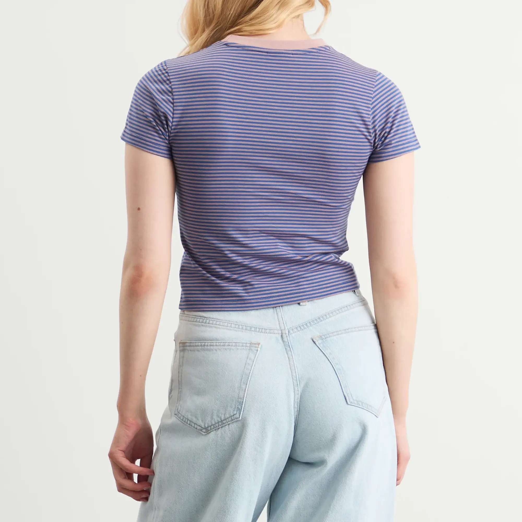 SUNDAYFRUITMARKET Women's Mini Sun Stripe T-Shirt Navy