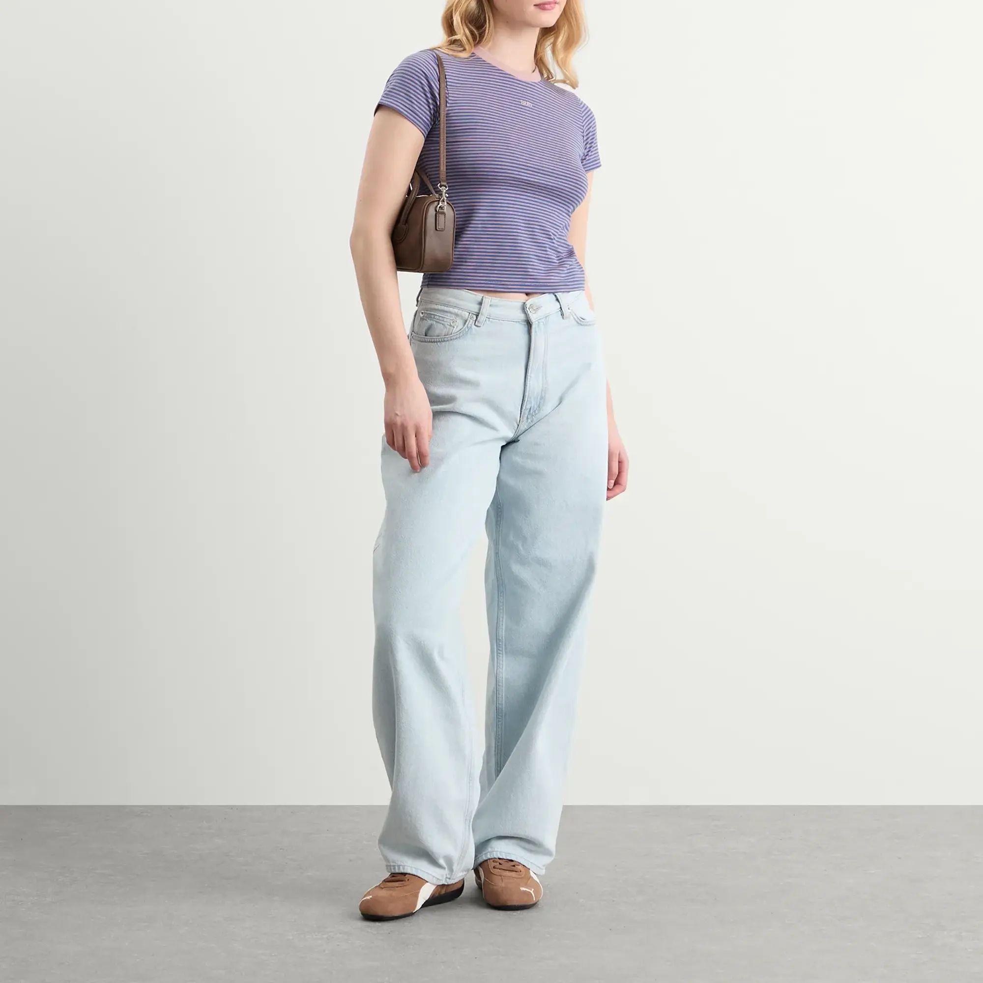 SUNDAYFRUITMARKET Women's Mini Sun Stripe T-Shirt Navy