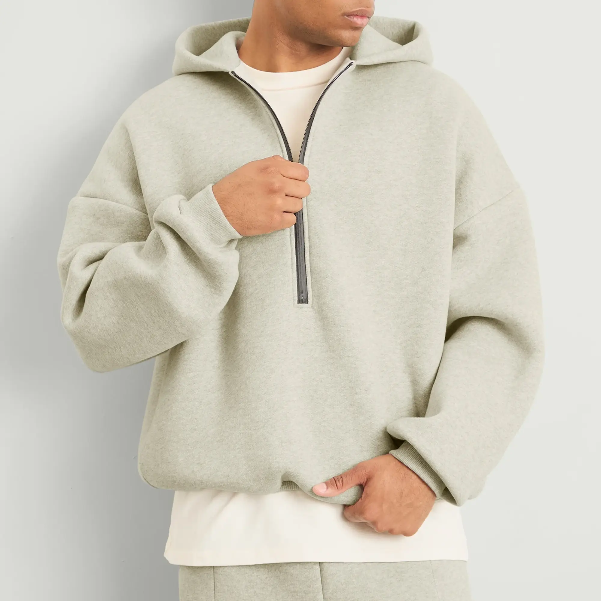 Fear of God Men's Athletic Halfzip Hoodie Melange Grey