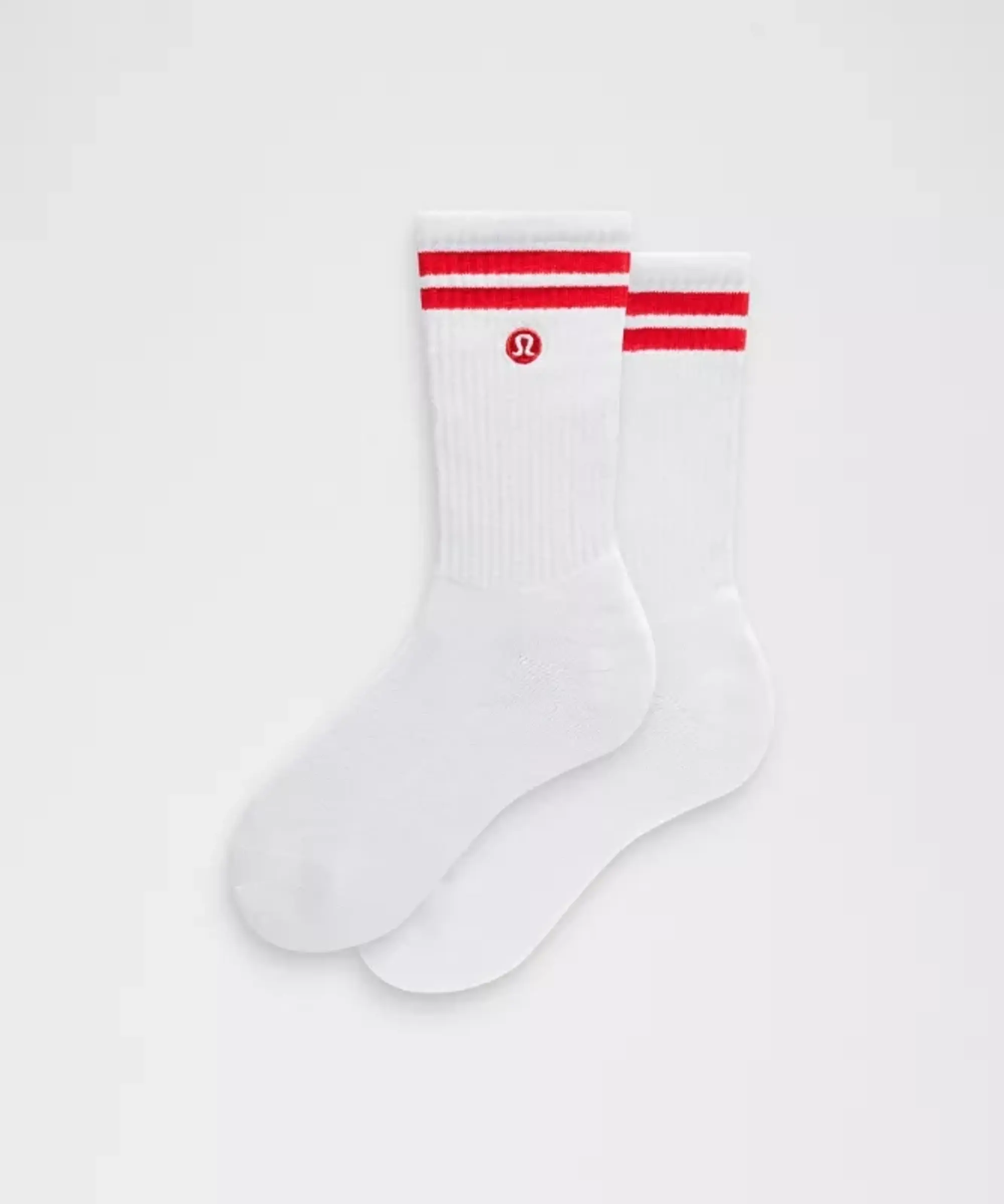 lululemon – Unisex Daily Essential Crew Socks Stripe – Color White/Red – Size L