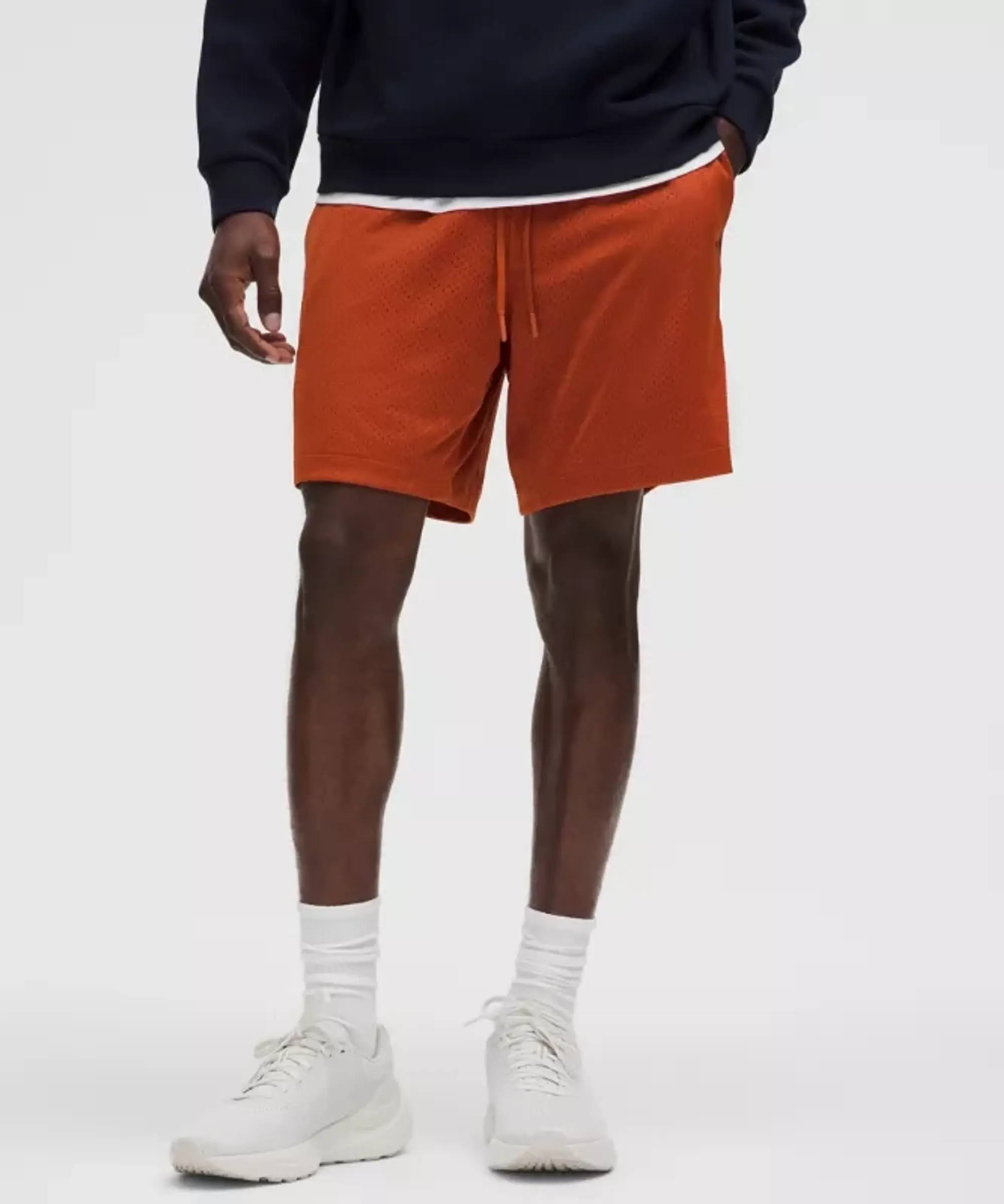 lululemon – Men's Double-Layered Linerless Shorts – 7" – Color Navy Orange/Blue – Size L